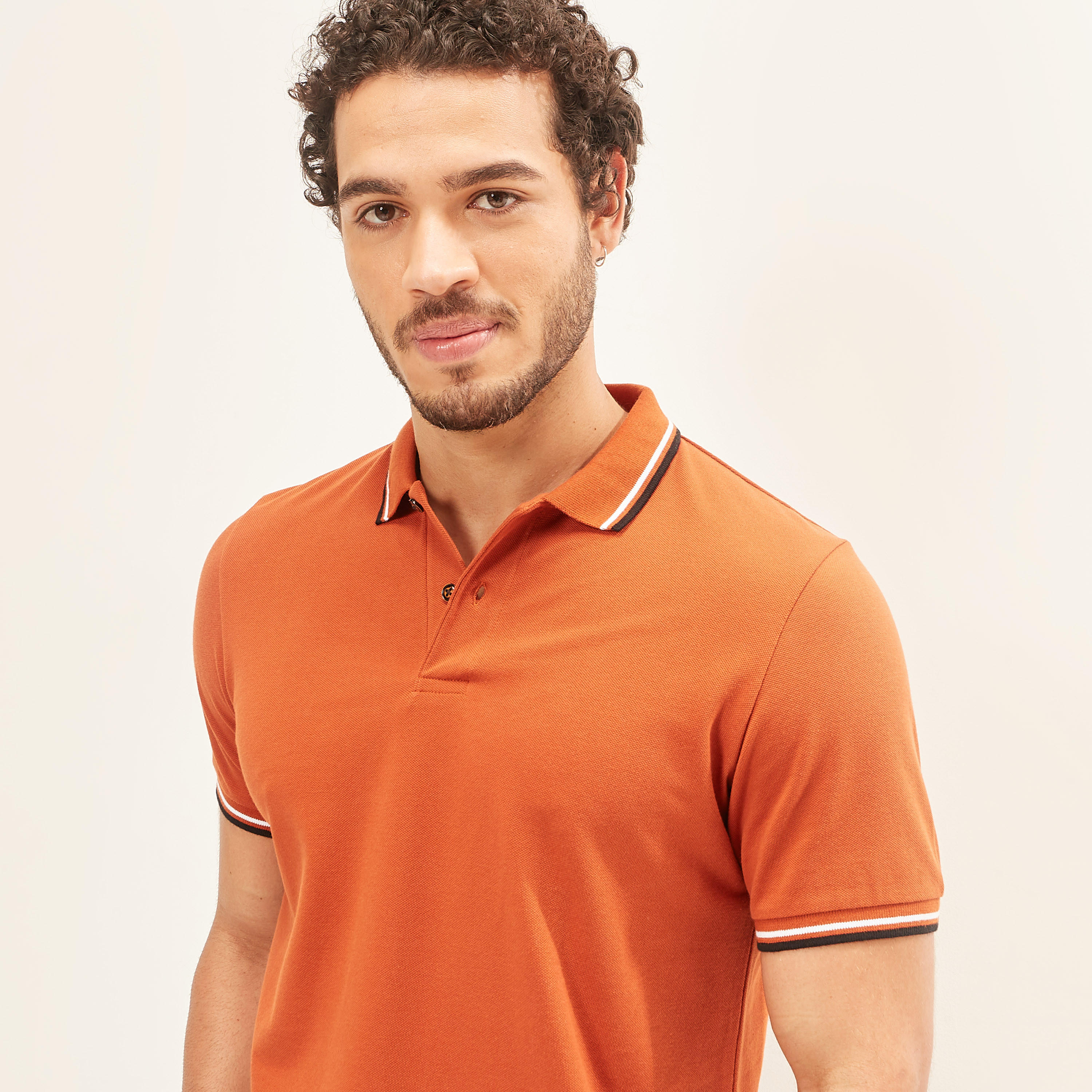 Solid Polo T-shirt with Tipping Detail and Short Sleeves-men-clothing-tshirtsandpolos-polos-image-9