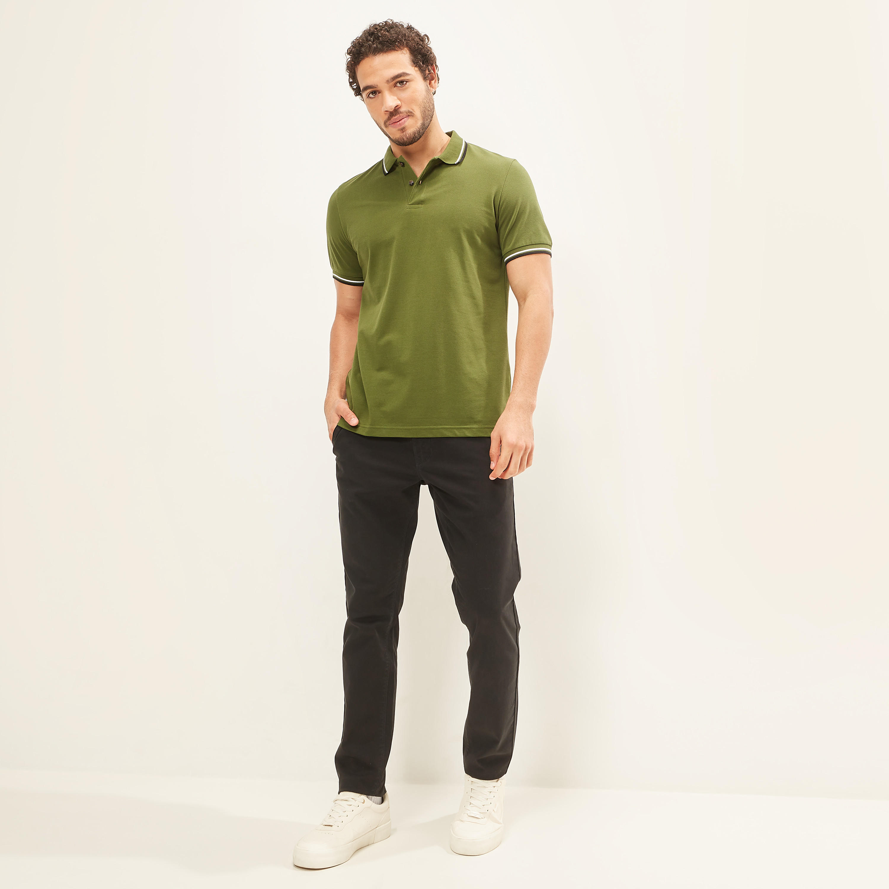 Solid Polo T-shirt with Tipping Detail and Short Sleeves-men-clothing-tshirtsandpolos-polos-image-12