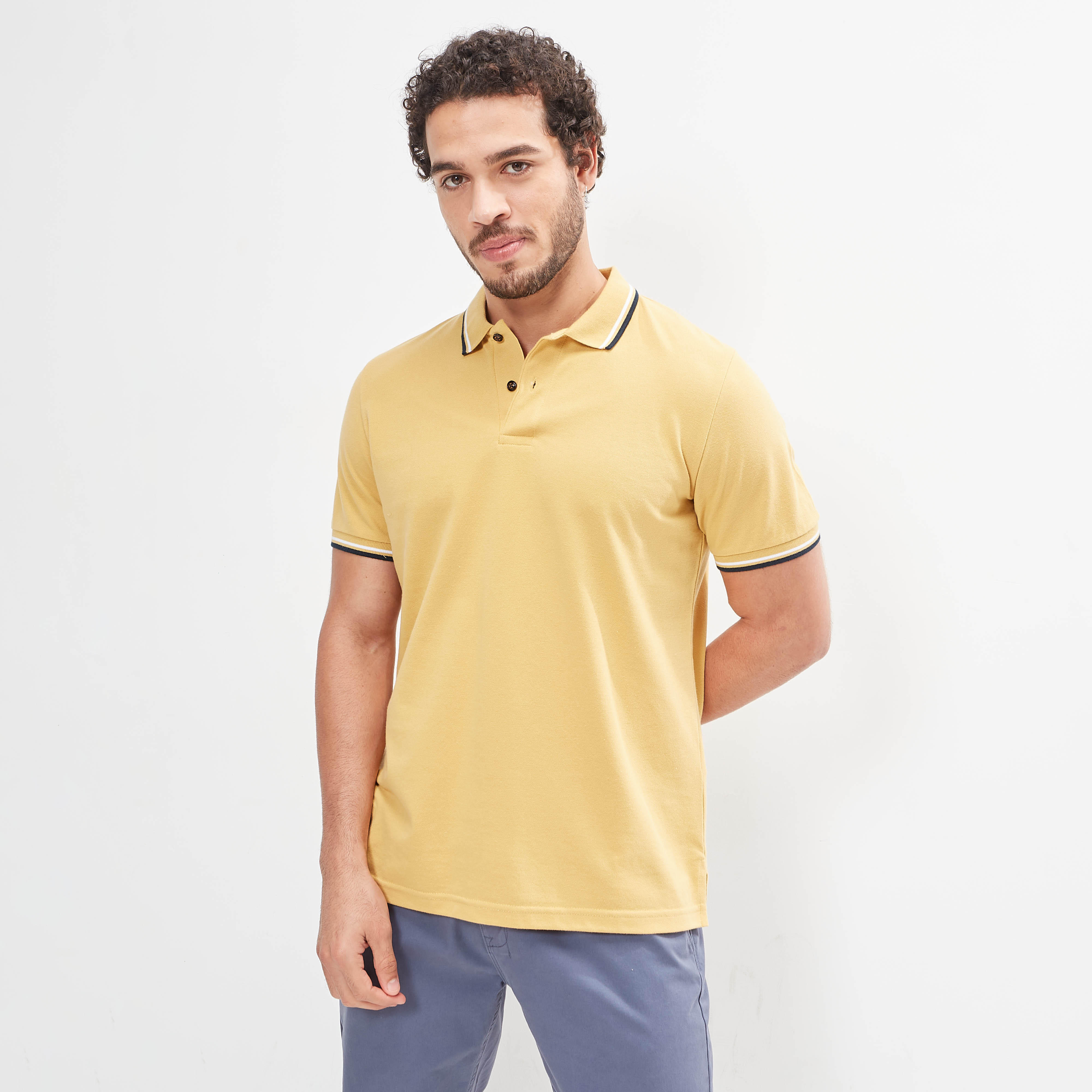 Solid Polo T-shirt with Tipping Detail and Short Sleeves-men-clothing-tshirtsandpolos-polos-image-17