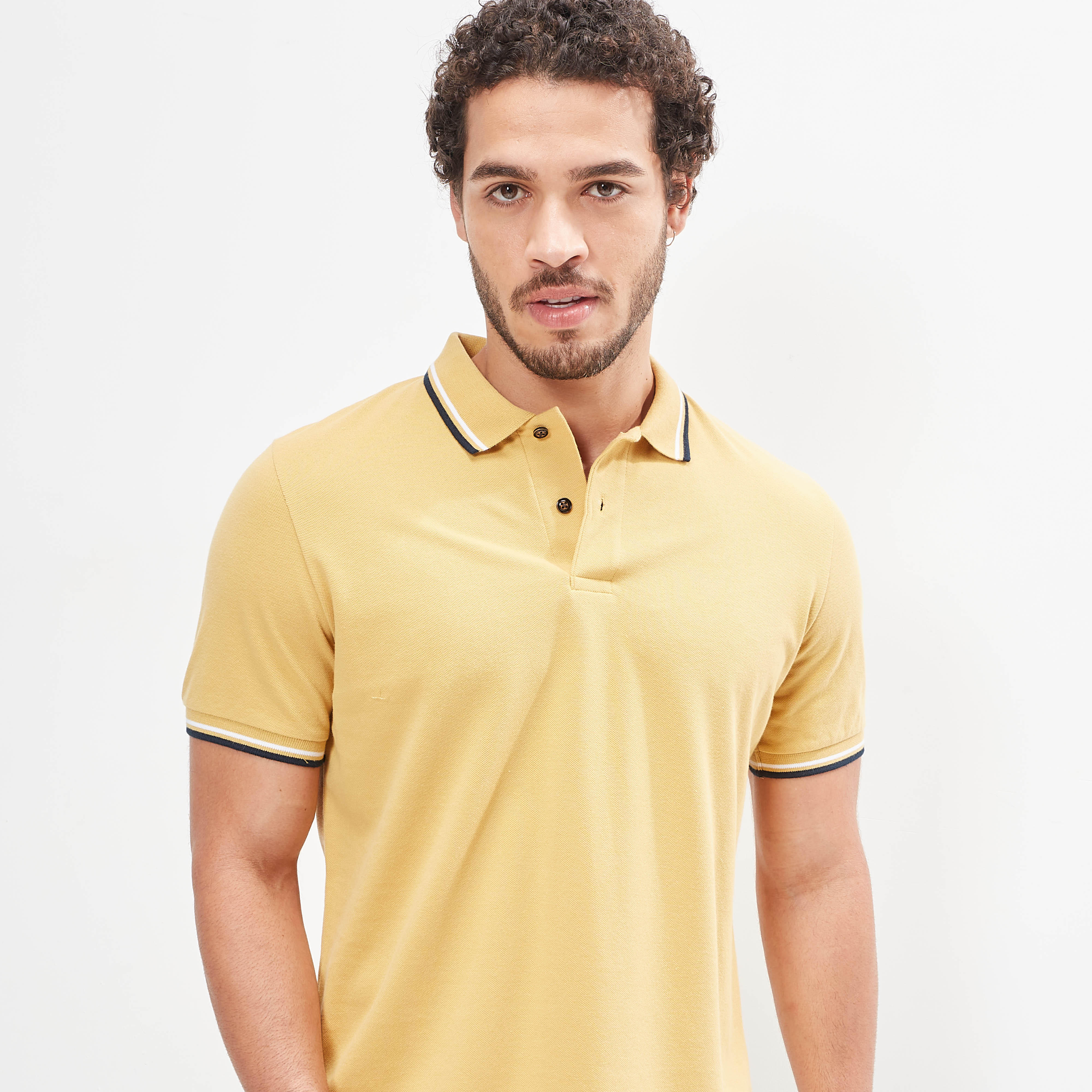 Solid Polo T-shirt with Tipping Detail and Short Sleeves-men-clothing-tshirtsandpolos-polos-image-20