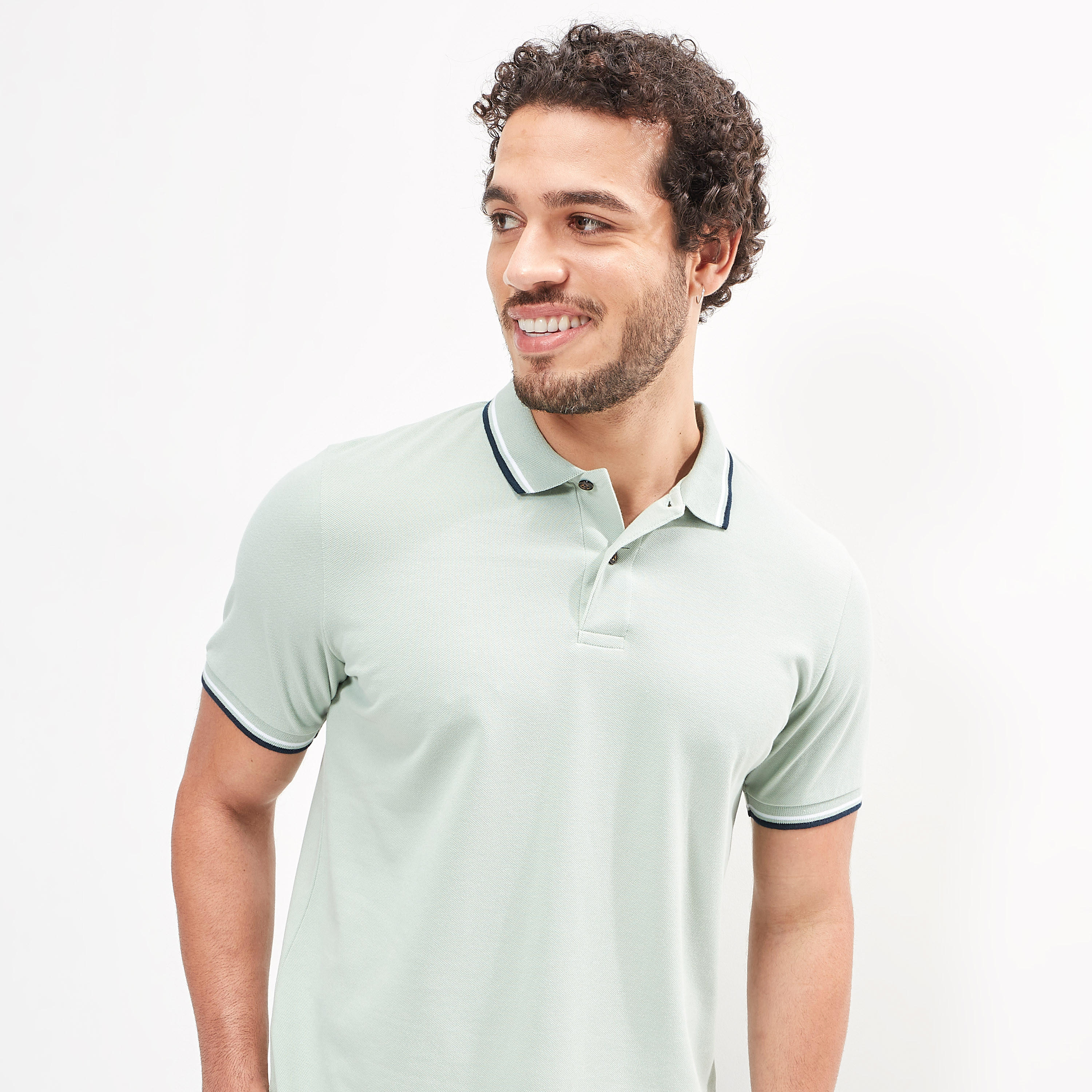 Solid Polo T-shirt with Tipping Detail and Short Sleeves-men-clothing-tshirtsandpolos-polos-image-24