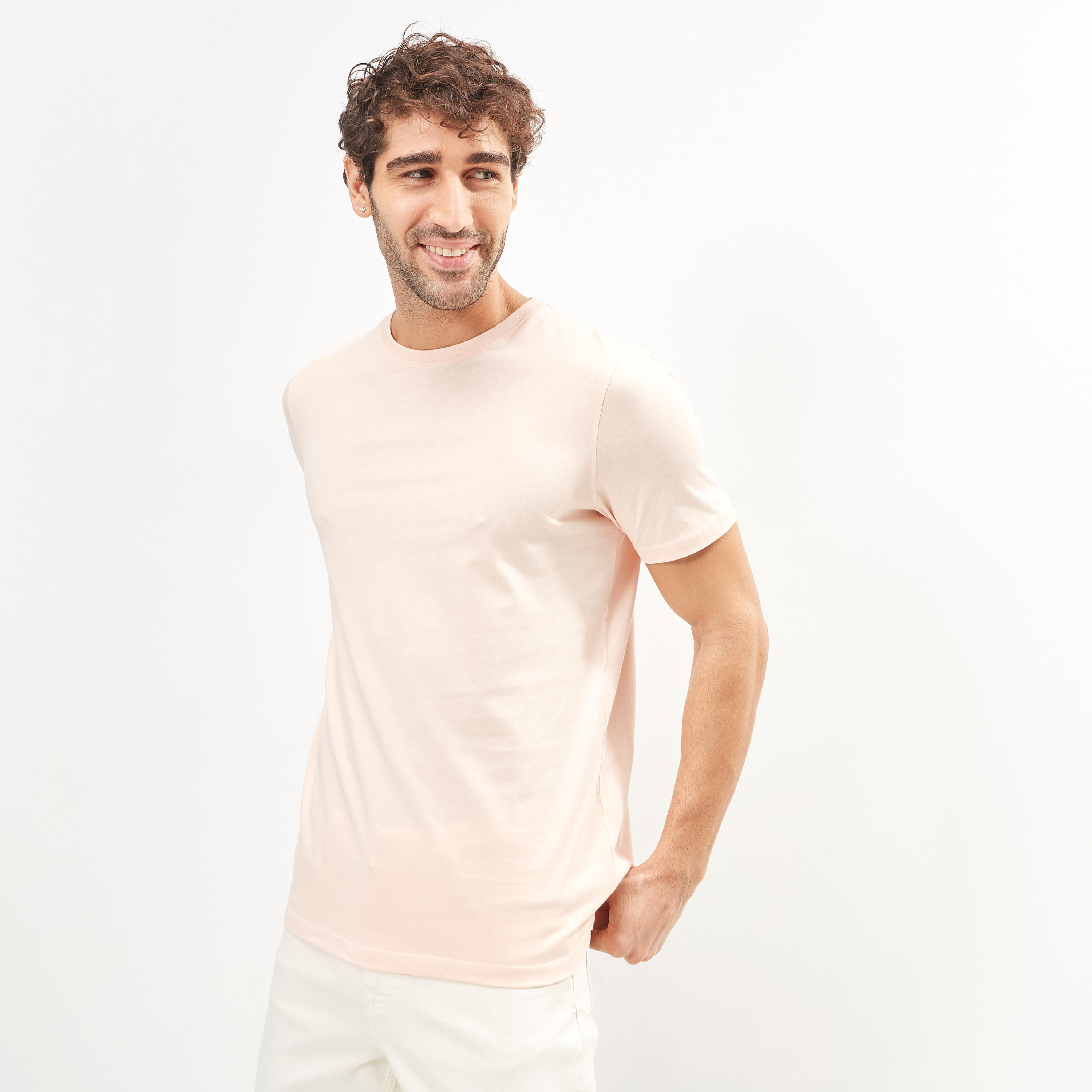 Solid Crew Neck T-shirt with Short Sleeves-men-clothing-tshirtsandpolos-tshirts-image-2