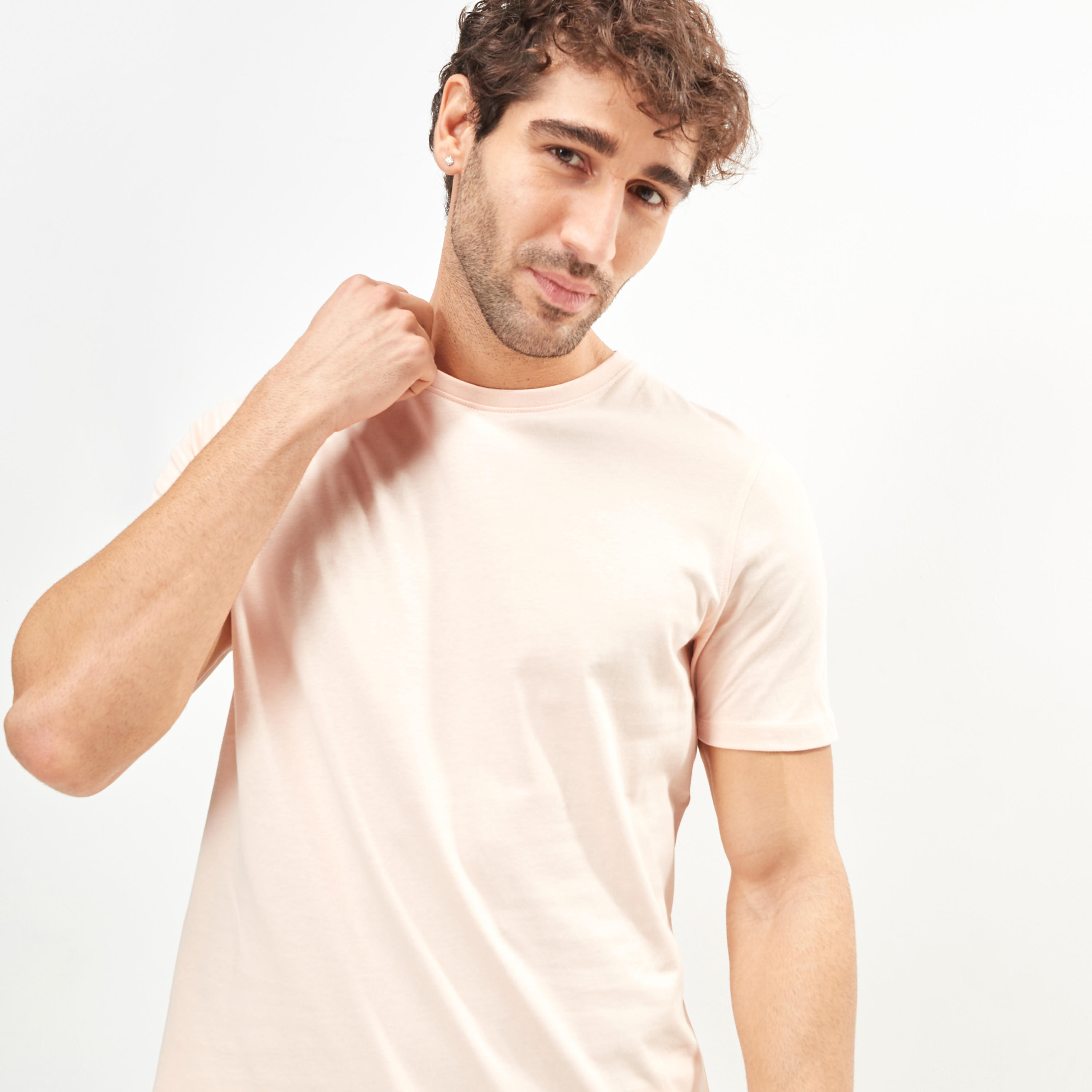 Solid Crew Neck T-shirt with Short Sleeves-men-clothing-tshirtsandpolos-tshirts-image-3