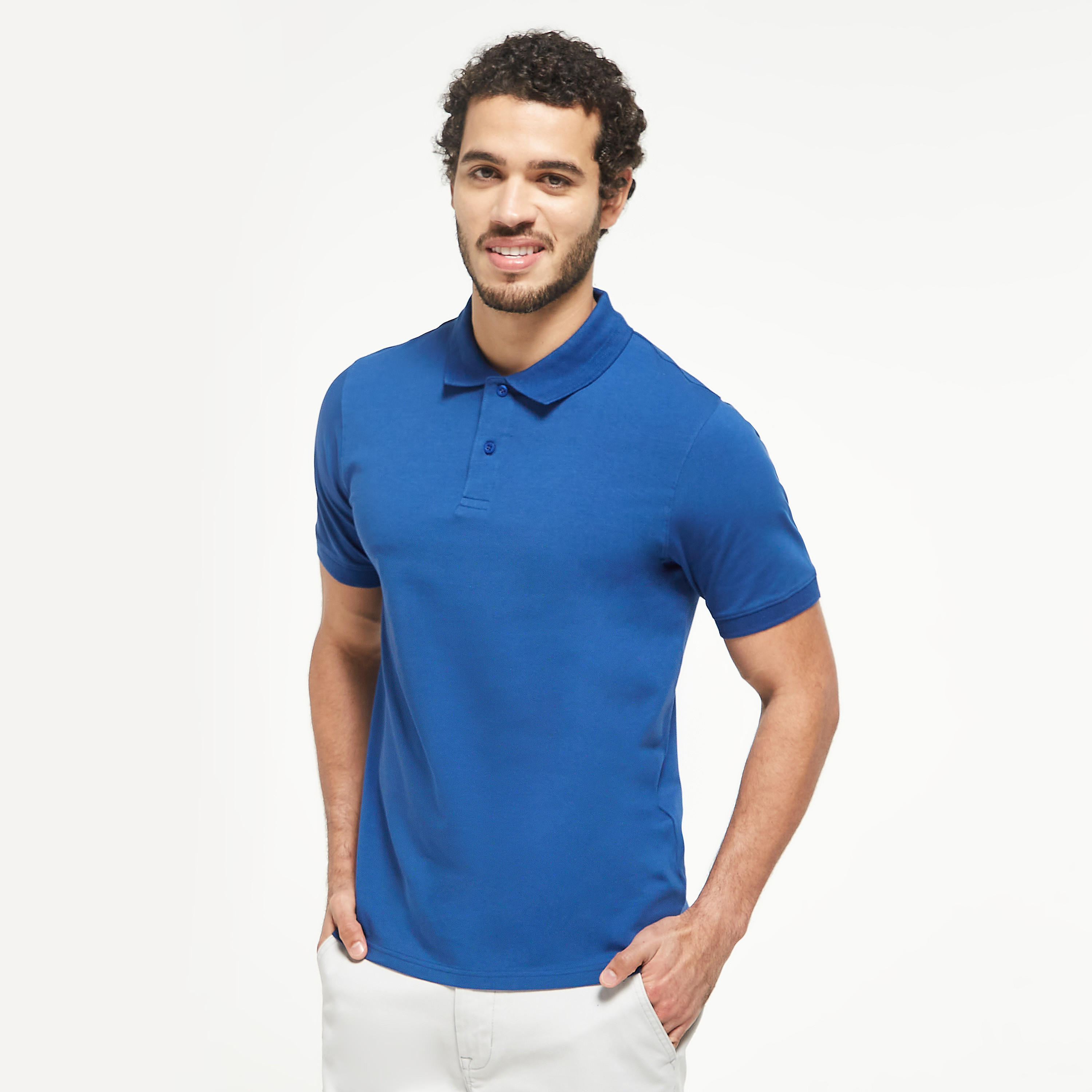 تيشيرت بولو سادة بأكمام قصيرة وأزرار-men-clothing-tshirtsandpolos-polos-image-4