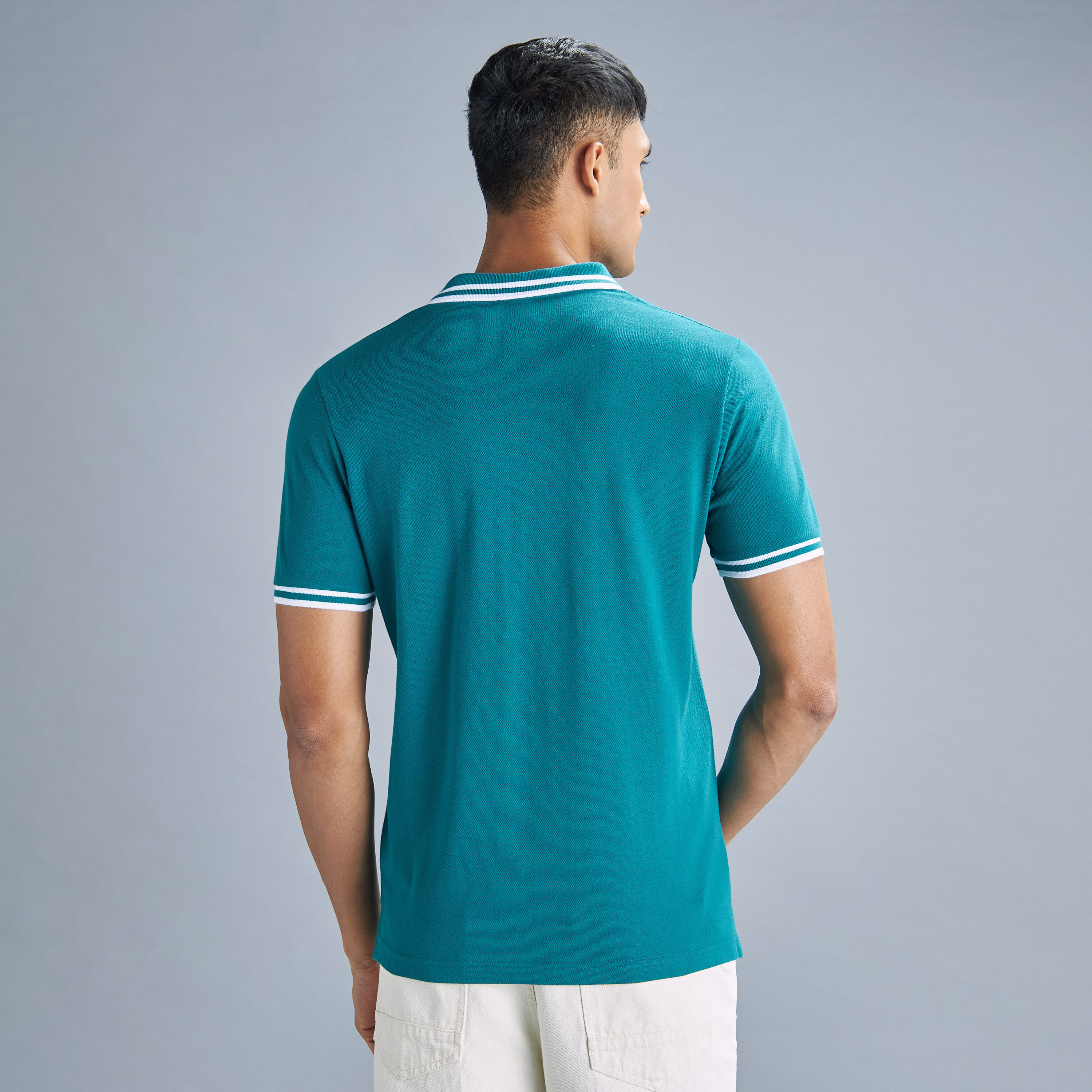 تيشيرت بولو سادة بأكمام قصيرة وأزرار-men-clothing-tshirtsandpolos-polos-image-3