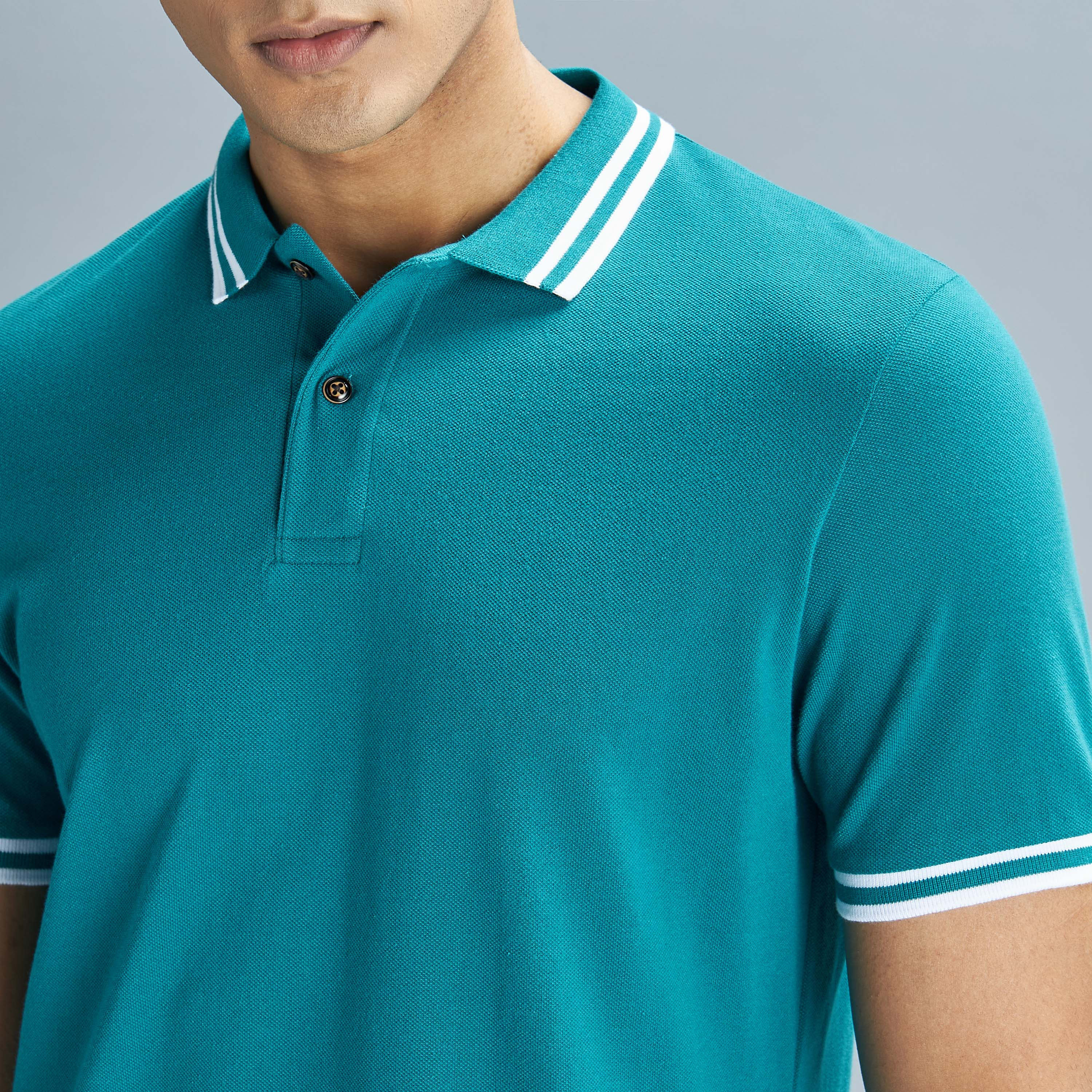 تيشيرت بولو سادة بأكمام قصيرة وأزرار-men-clothing-tshirtsandpolos-polos-image-4
