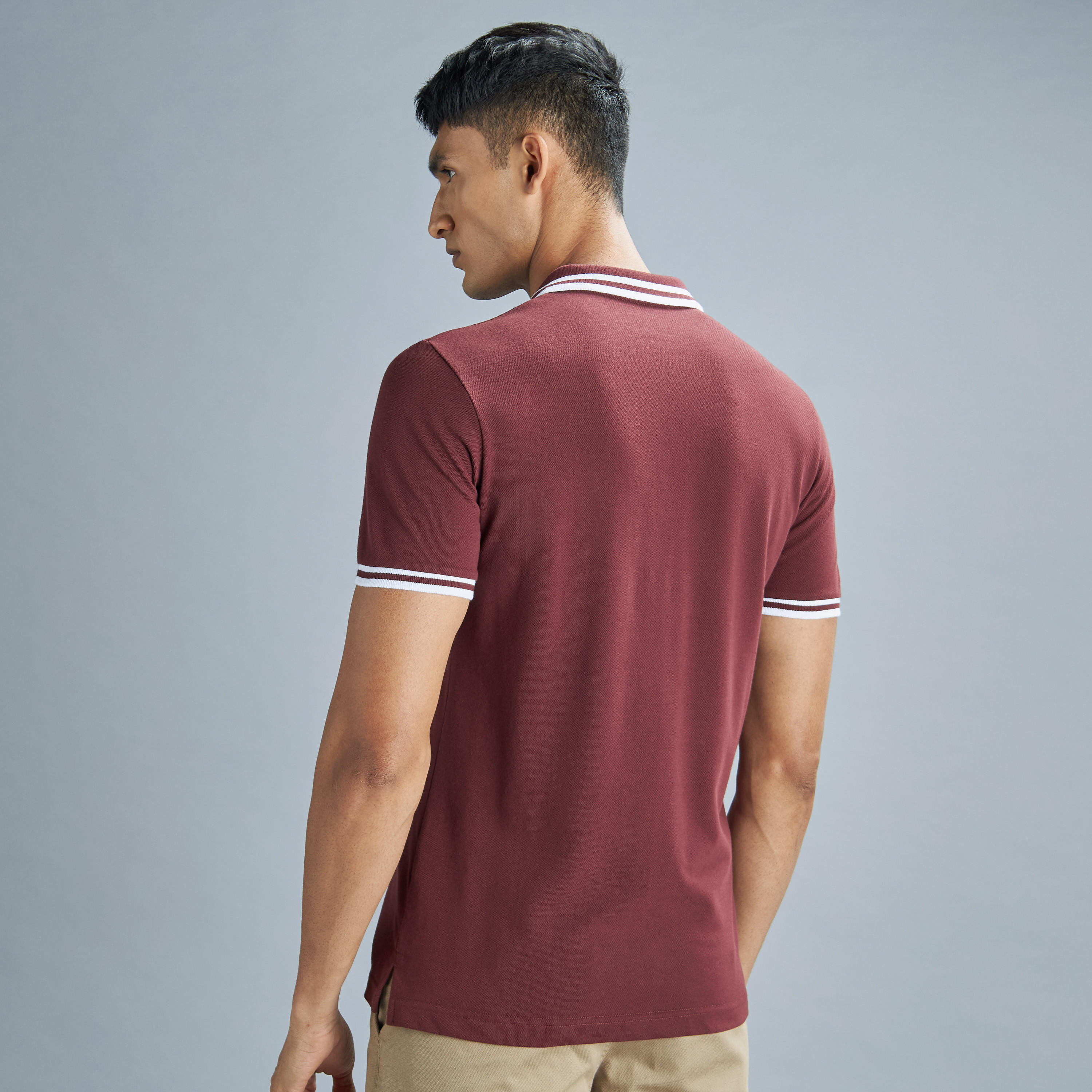 تيشيرت بولو سادة بأكمام قصيرة وأزرار-men-clothing-tshirtsandpolos-polos-image-7