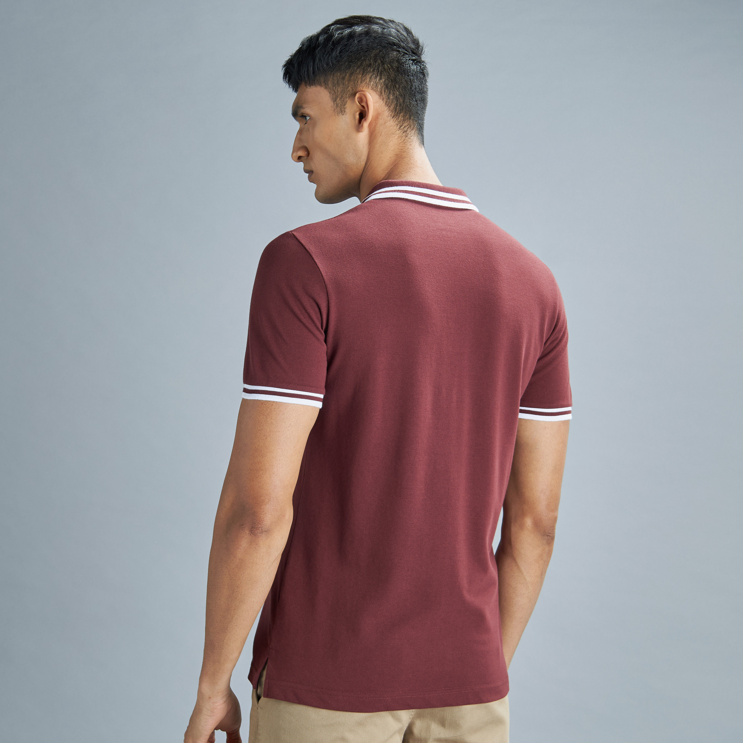 تيشيرت بولو سادة بأكمام قصيرة وأزرار-men-clothing-tshirtsandpolos-polos-image-7