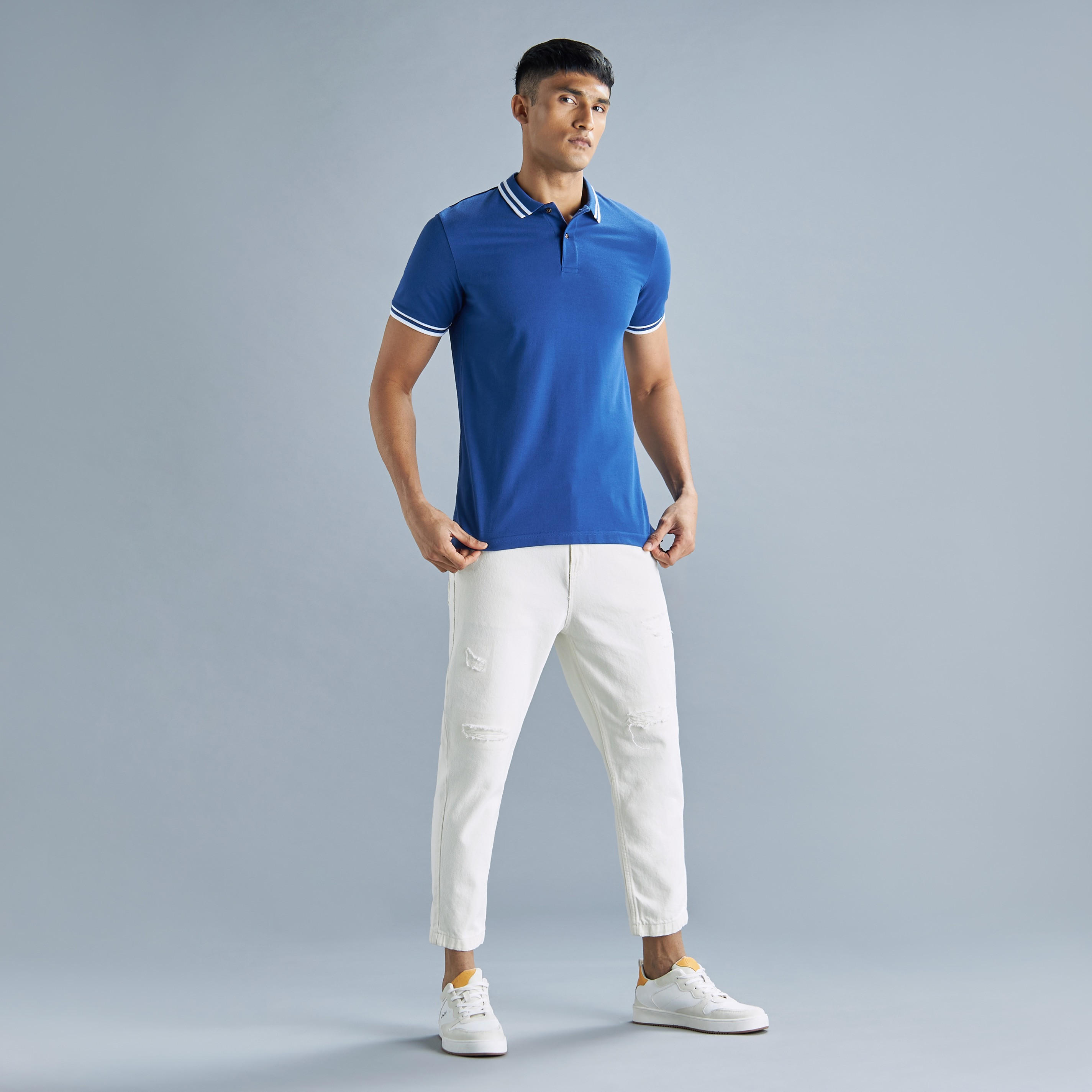 تيشيرت بولو سادة بأكمام قصيرة وأزرار-men-clothing-tshirtsandpolos-polos-image-10