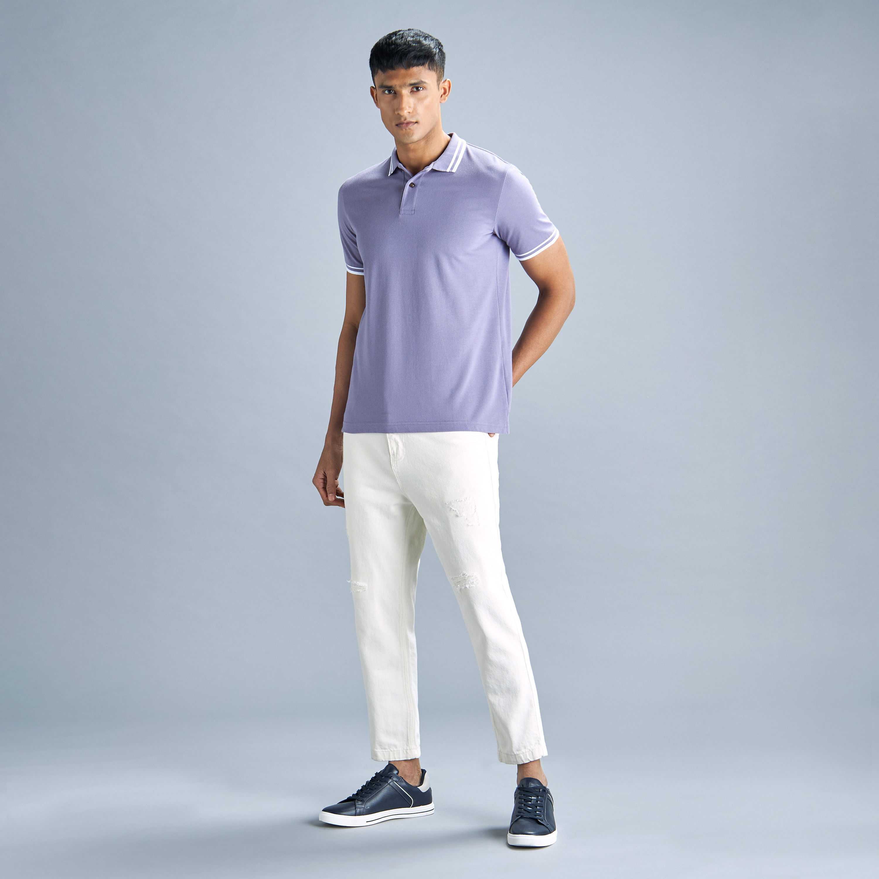 تيشيرت بولو سادة بأكمام قصيرة وأزرار-men-clothing-tshirtsandpolos-polos-image-14