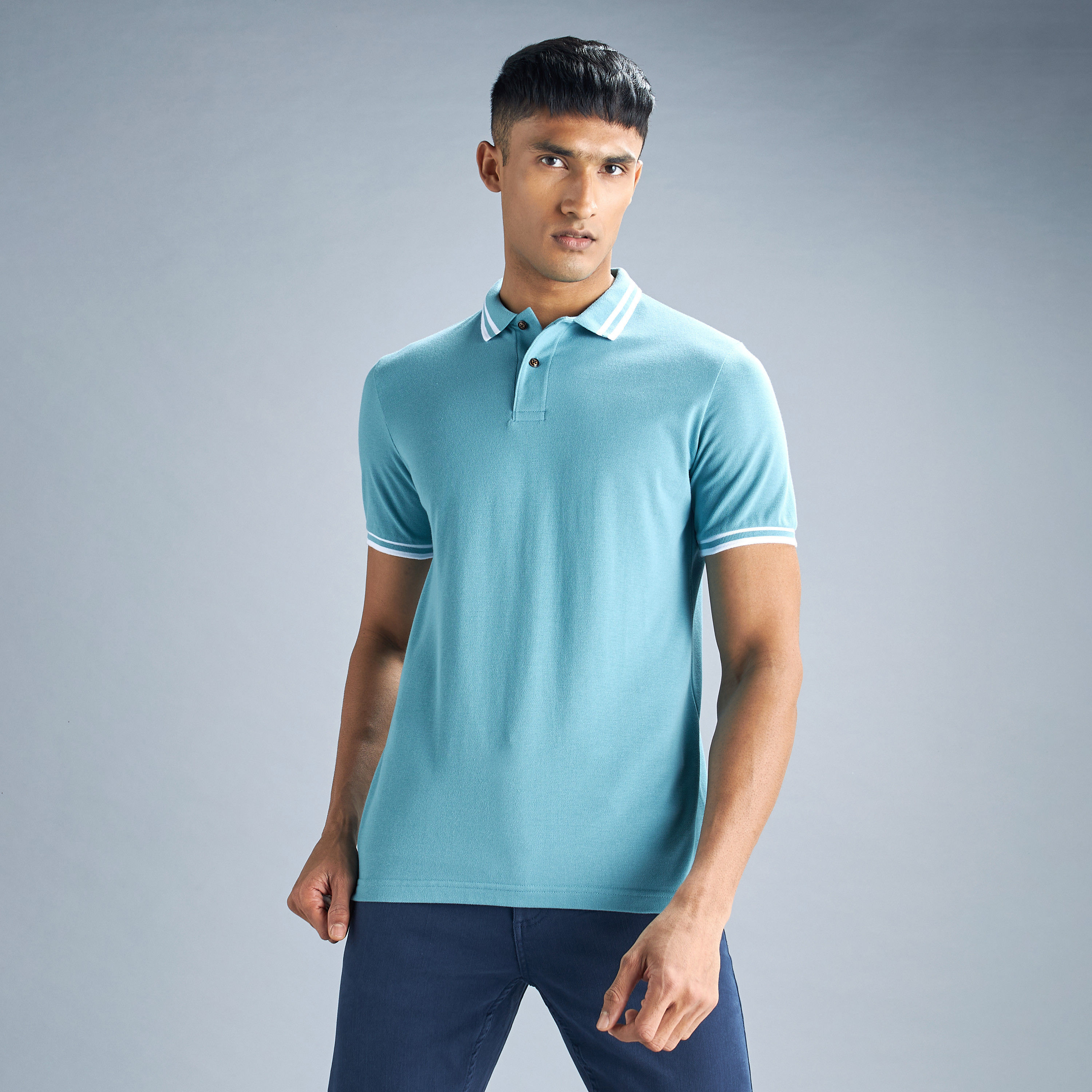 تيشيرت بولو سادة بأكمام قصيرة وأزرار-men-clothing-tshirtsandpolos-polos-image-17
