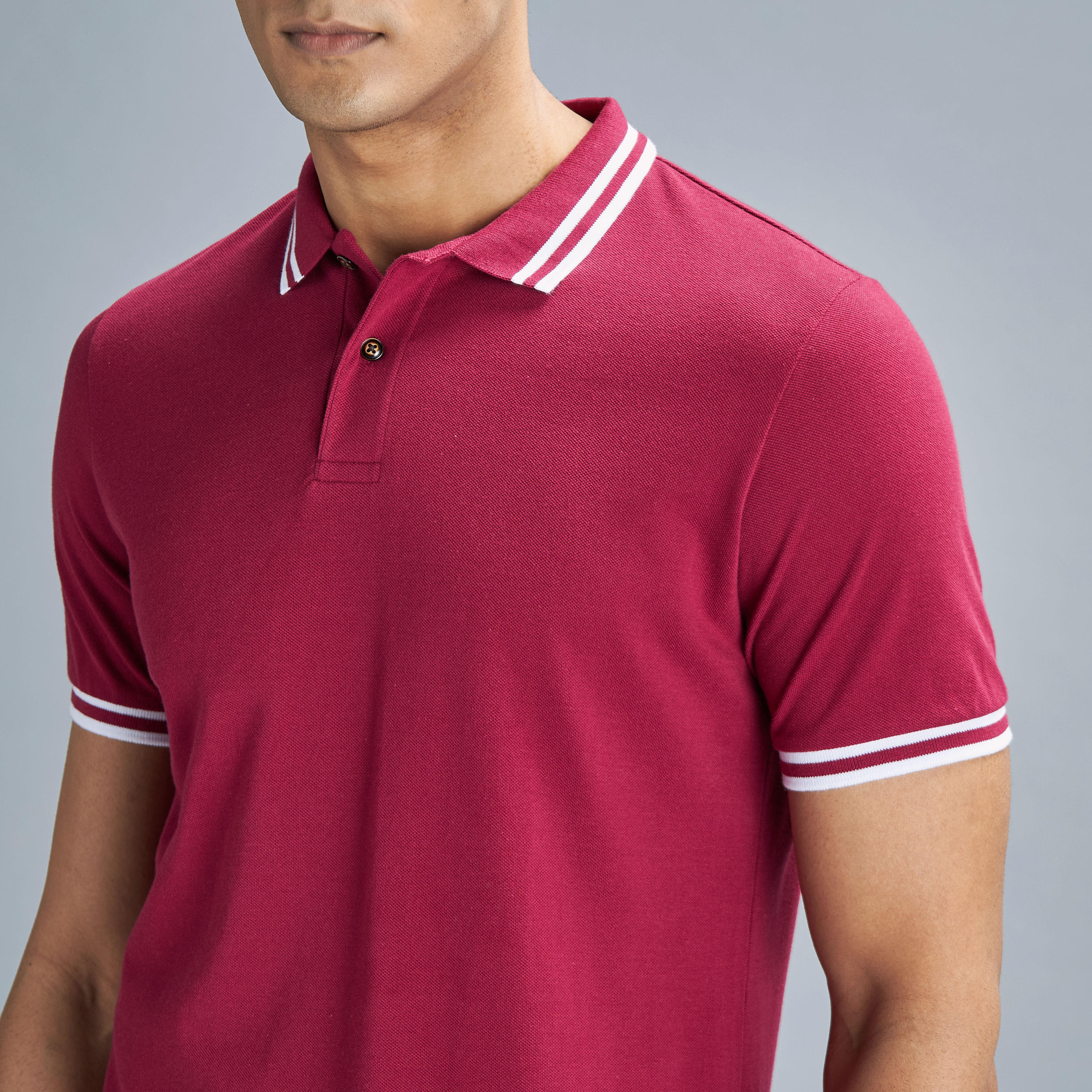 تيشيرت بولو سادة بأكمام قصيرة وأزرار-men-clothing-tshirtsandpolos-polos-image-24