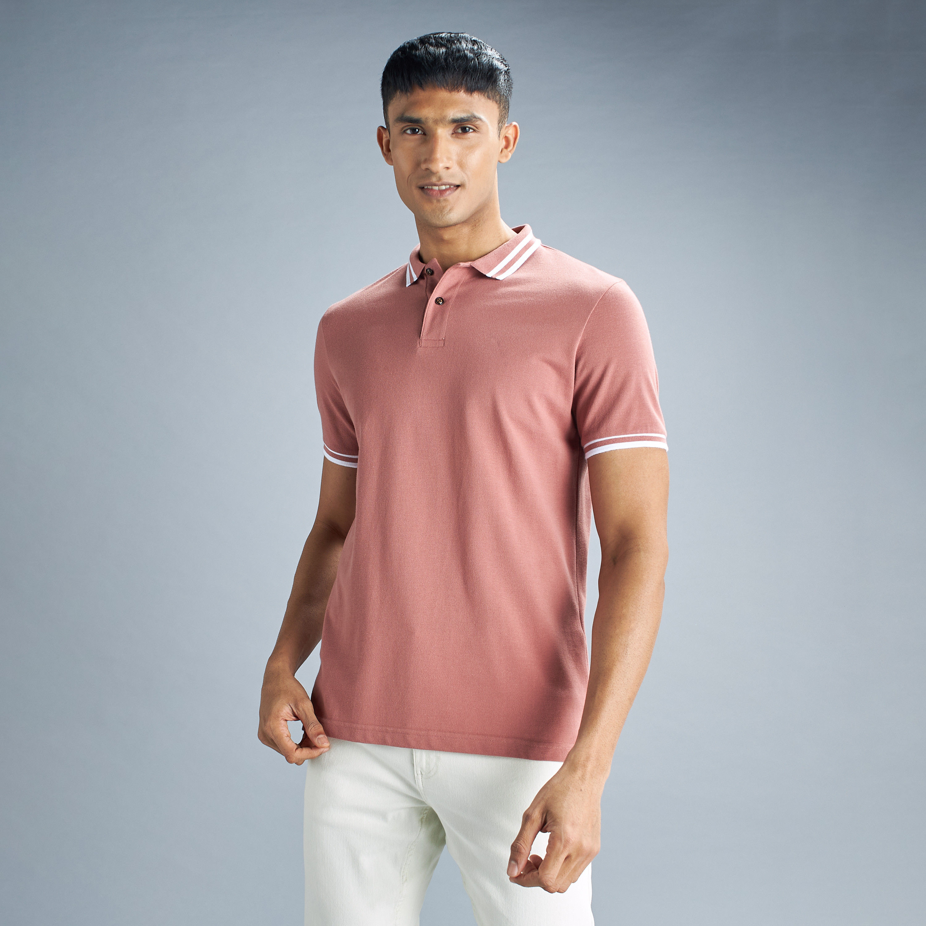 تيشيرت بولو سادة بأكمام قصيرة وأزرار-men-clothing-tshirtsandpolos-polos-image-25