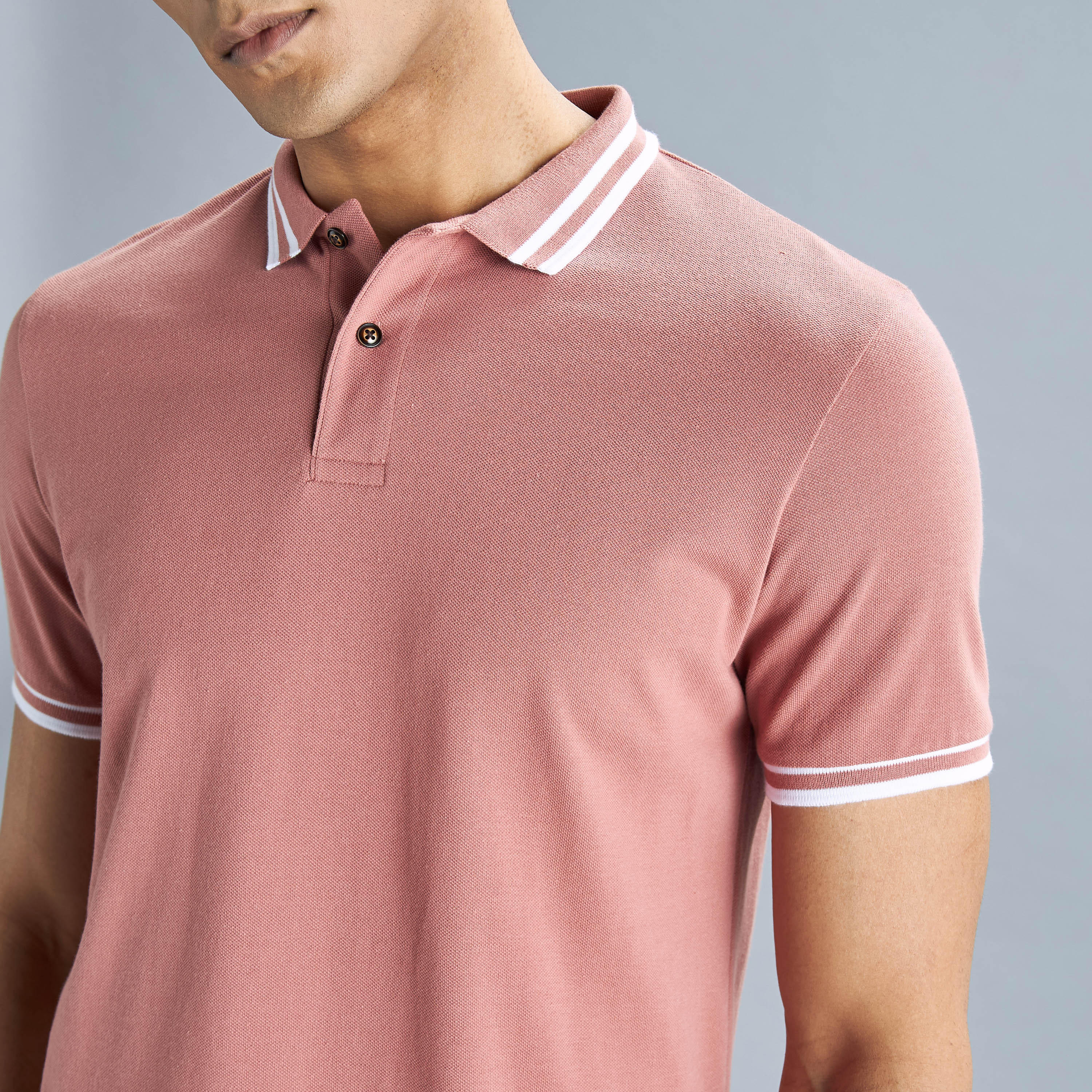 تيشيرت بولو سادة بأكمام قصيرة وأزرار-men-clothing-tshirtsandpolos-polos-image-28