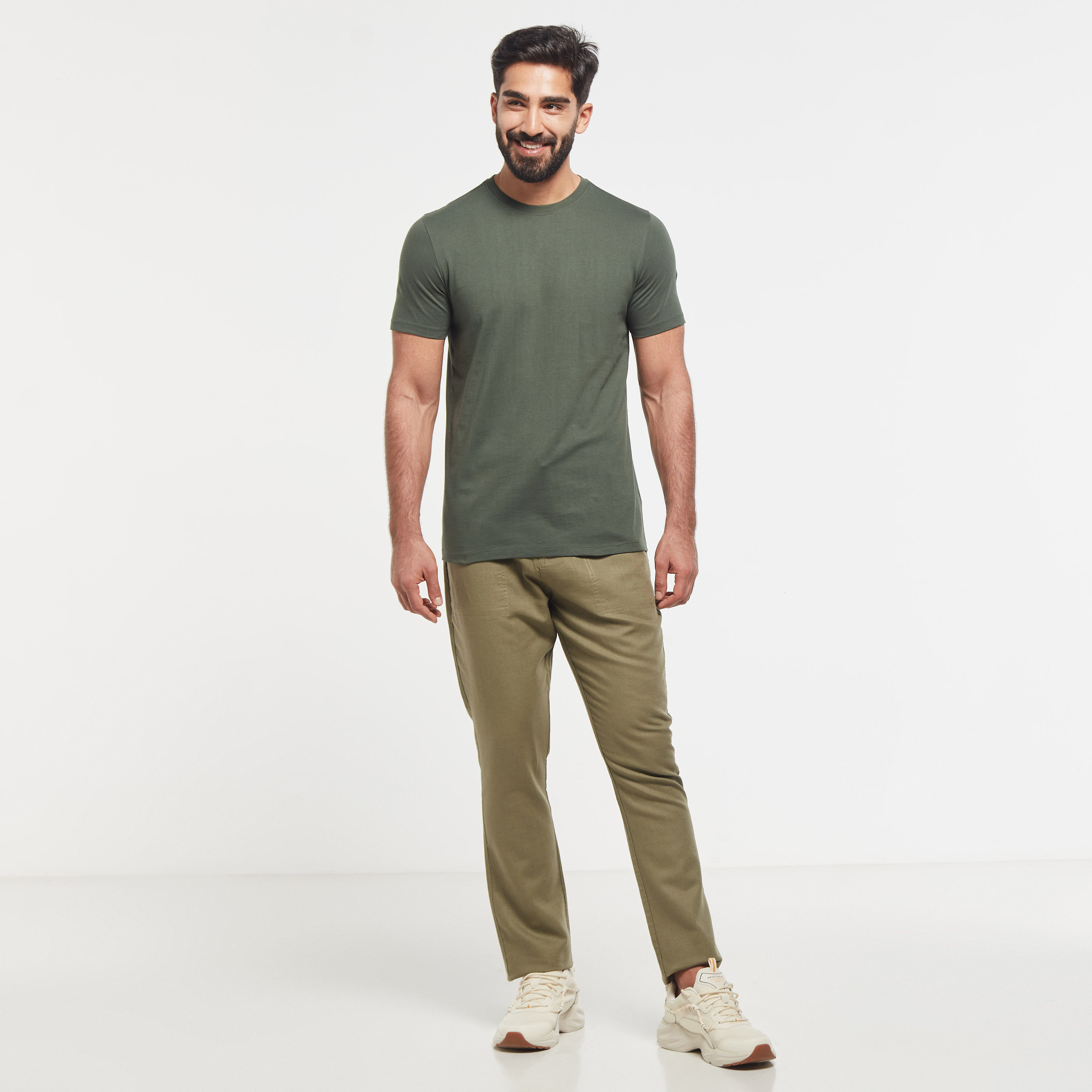 Solid Crew Neck T-shirt with Short Sleeves-men-clothing-tshirtsandpolos-tshirts-image-2