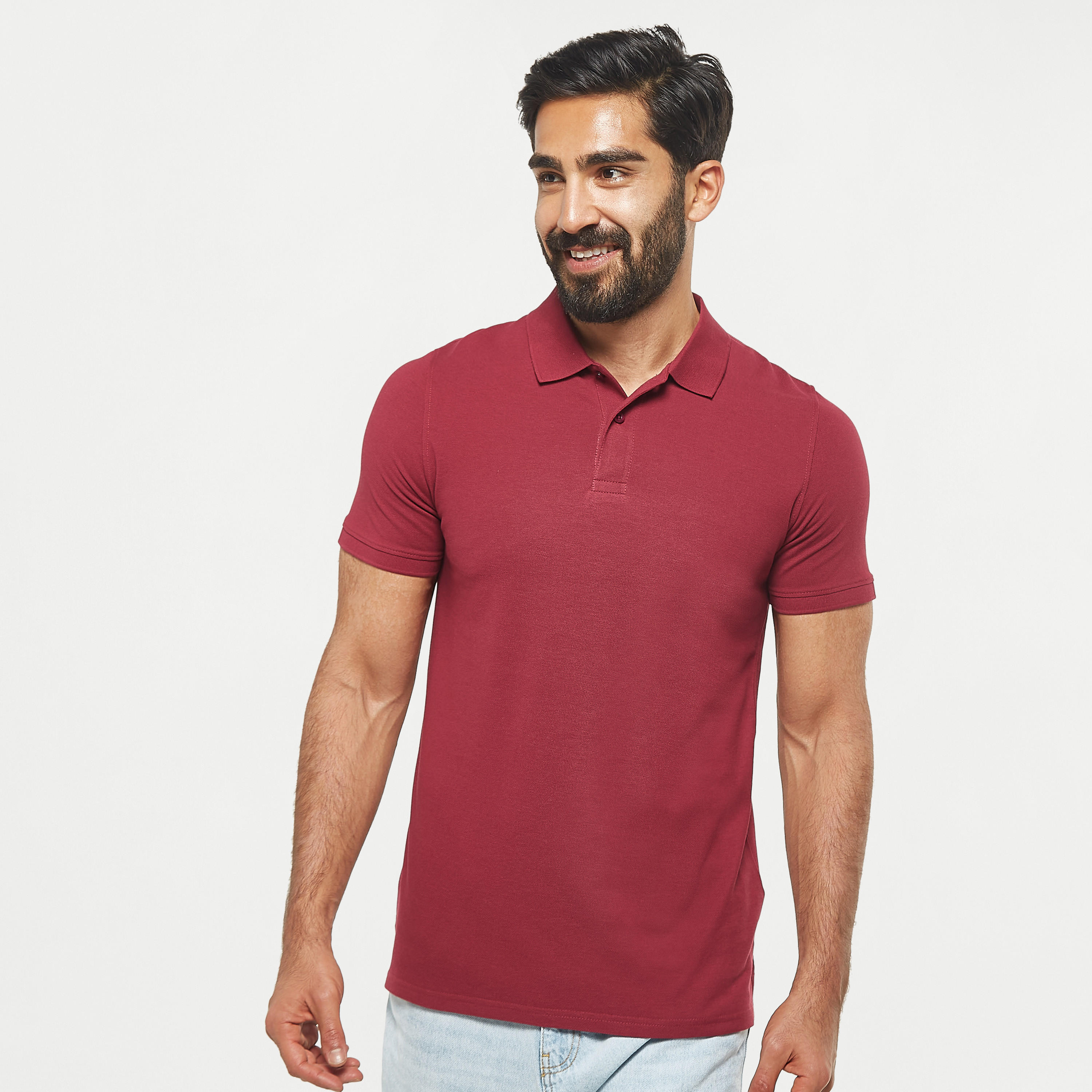 Solid Pique Polo T-shirt with Short Sleeves and Button Closure-men-clothing-tshirtsandpolos-polos-image-1