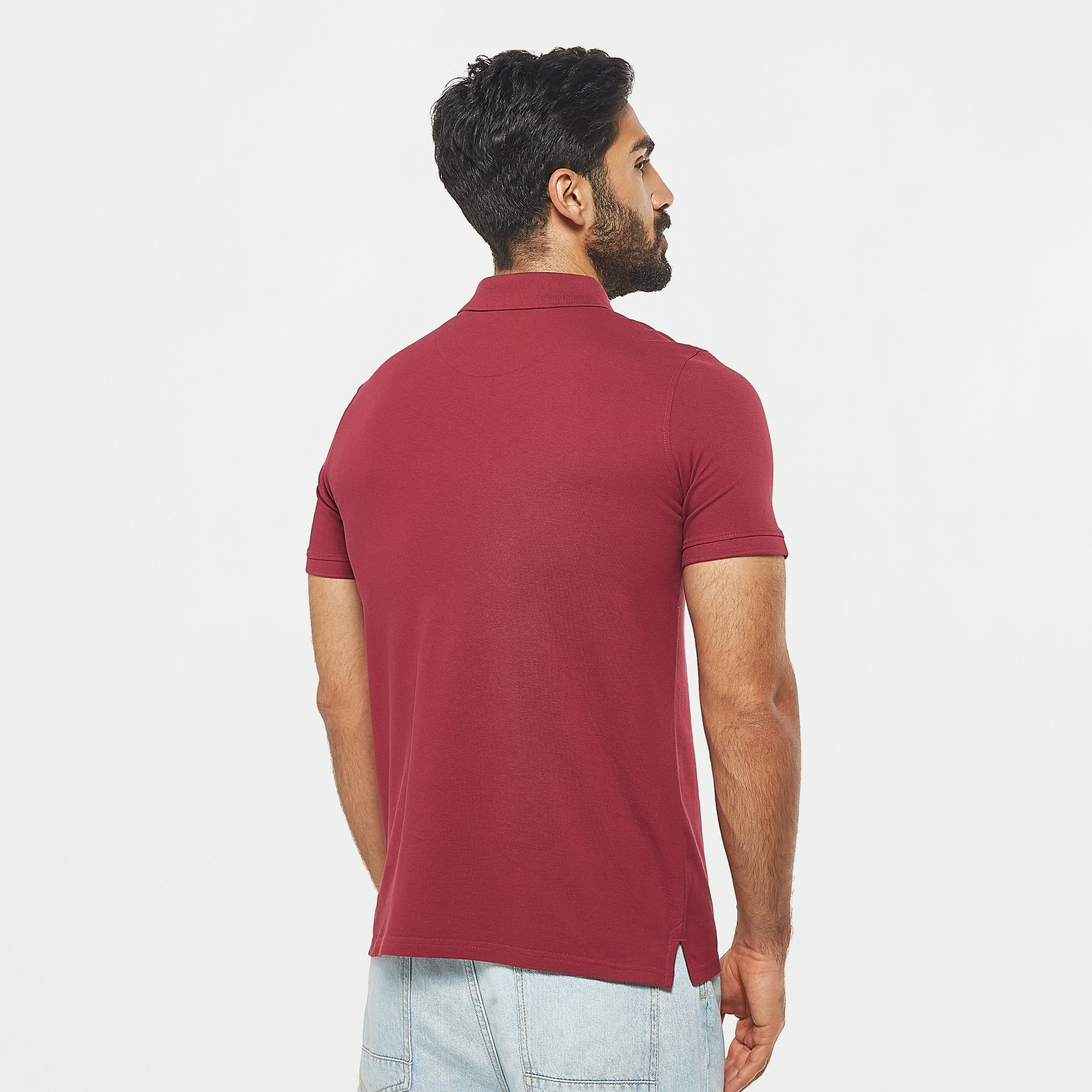 Solid Pique Polo T-shirt with Short Sleeves and Button Closure-men-clothing-tshirtsandpolos-polos-image-3