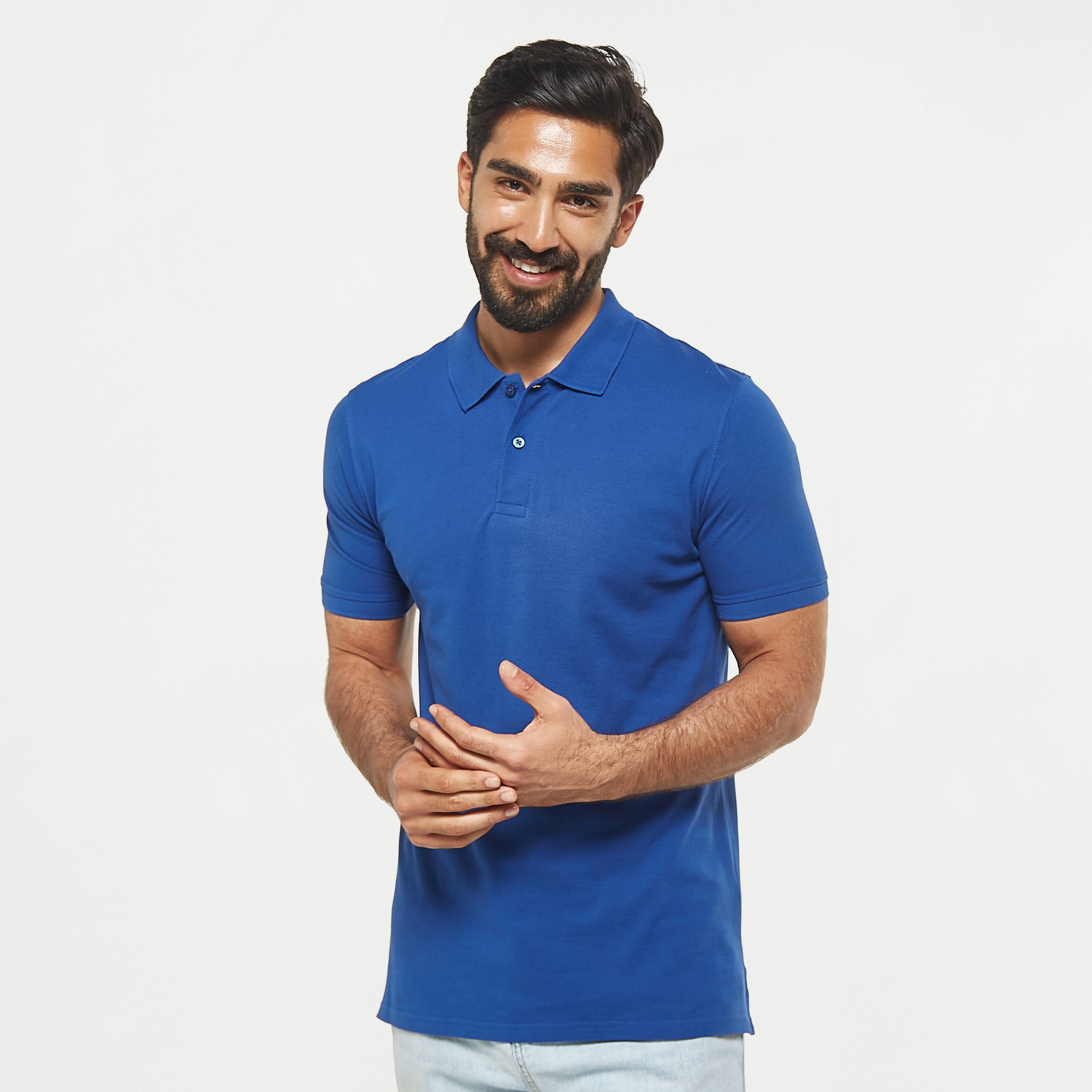 Solid Pique Polo T-shirt with Short Sleeves and Button Closure-men-clothing-tshirtsandpolos-polos-image-5