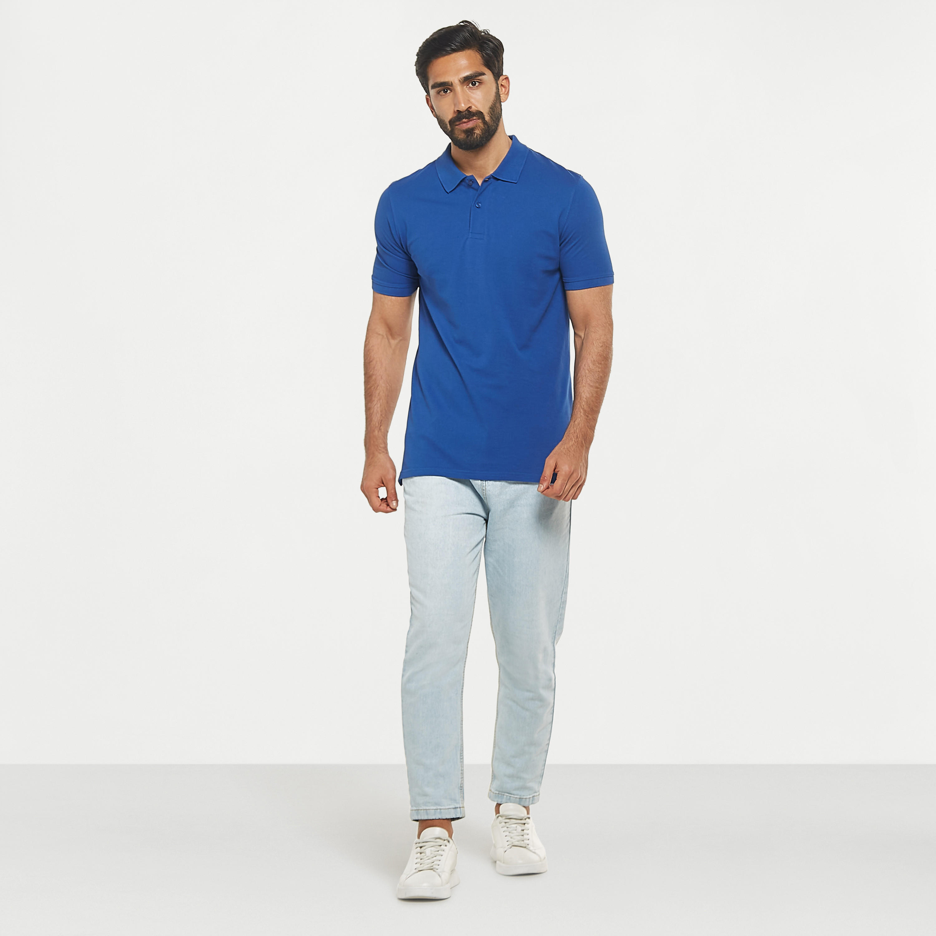 Solid Pique Polo T-shirt with Short Sleeves and Button Closure-men-clothing-tshirtsandpolos-polos-image-6
