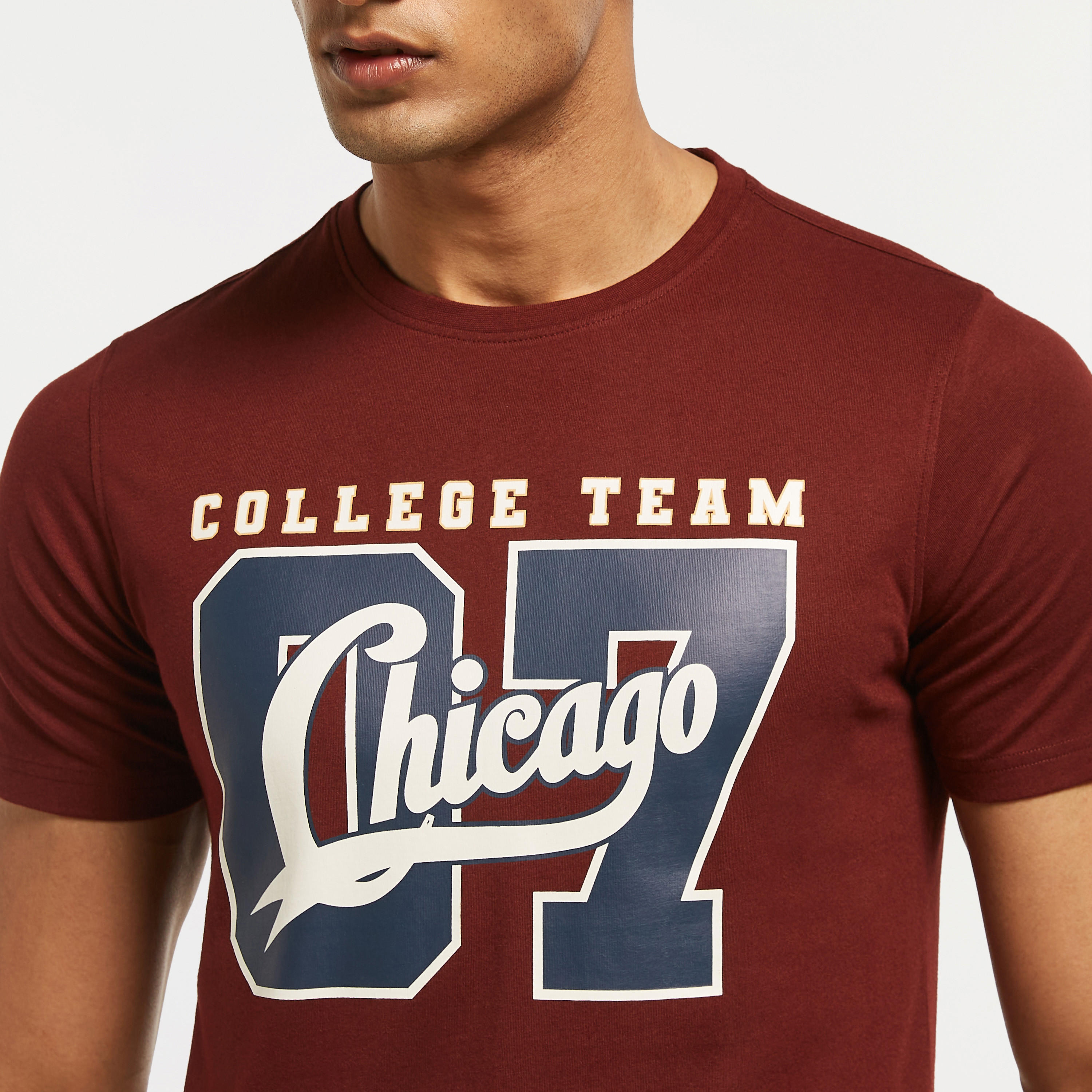 Graphic Print Crew Neck T-shirt with Short Sleeves-men-clothing-tshirtsandpolos-tshirts-image-4