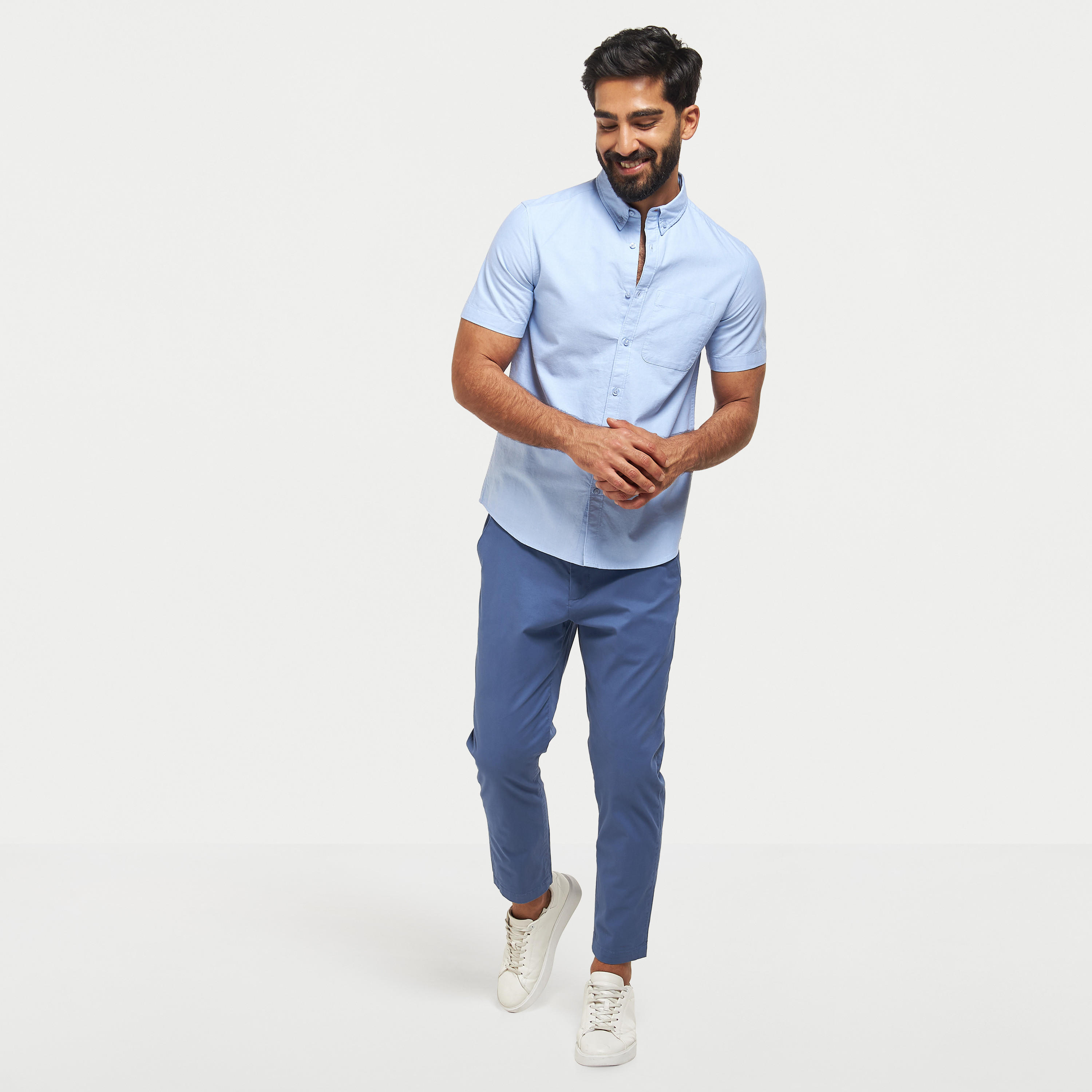Solid Button Down Collar Shirt with Short Sleeves-men-clothing-shirts-image-10