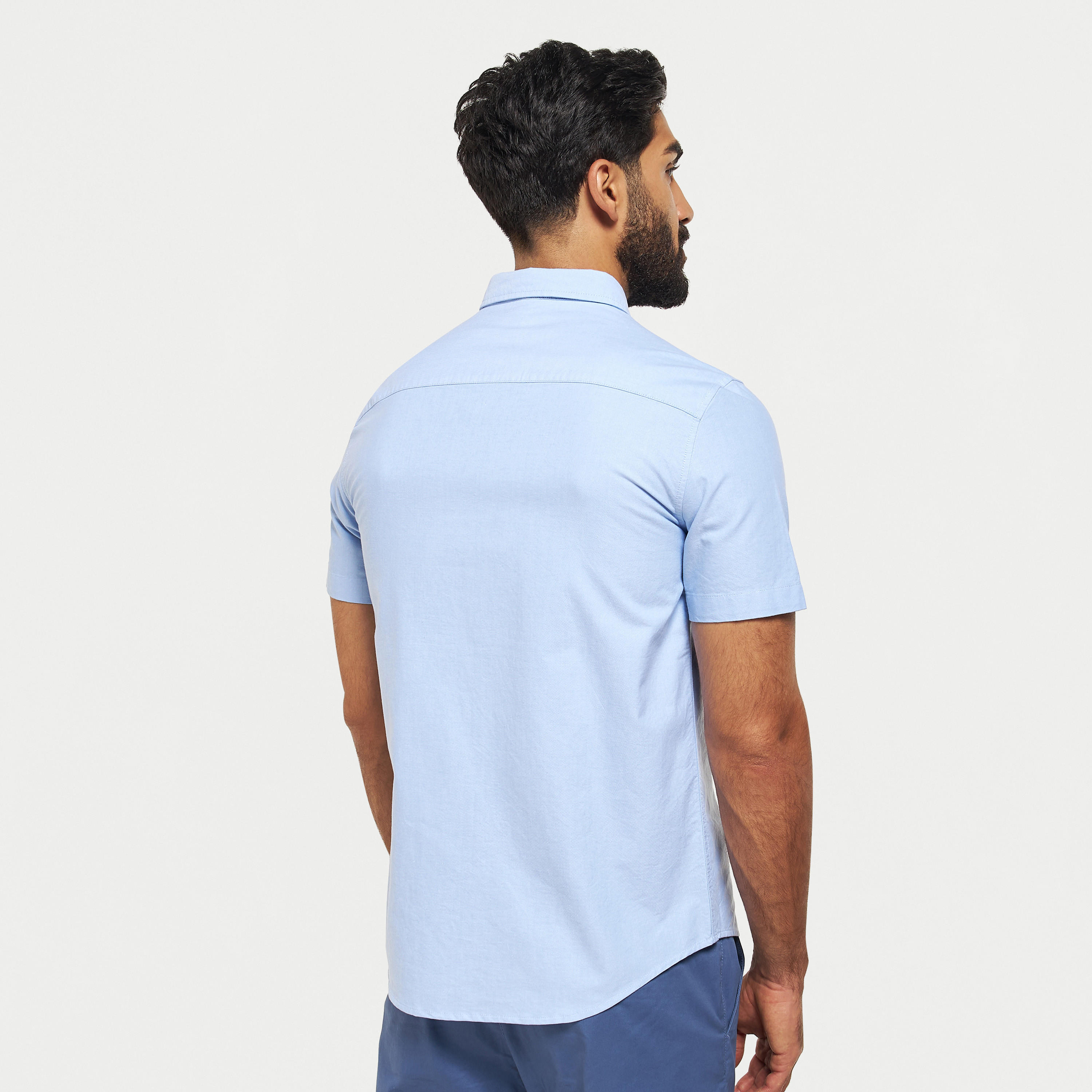 Solid Button Down Collar Shirt with Short Sleeves-men-clothing-shirts-image-11