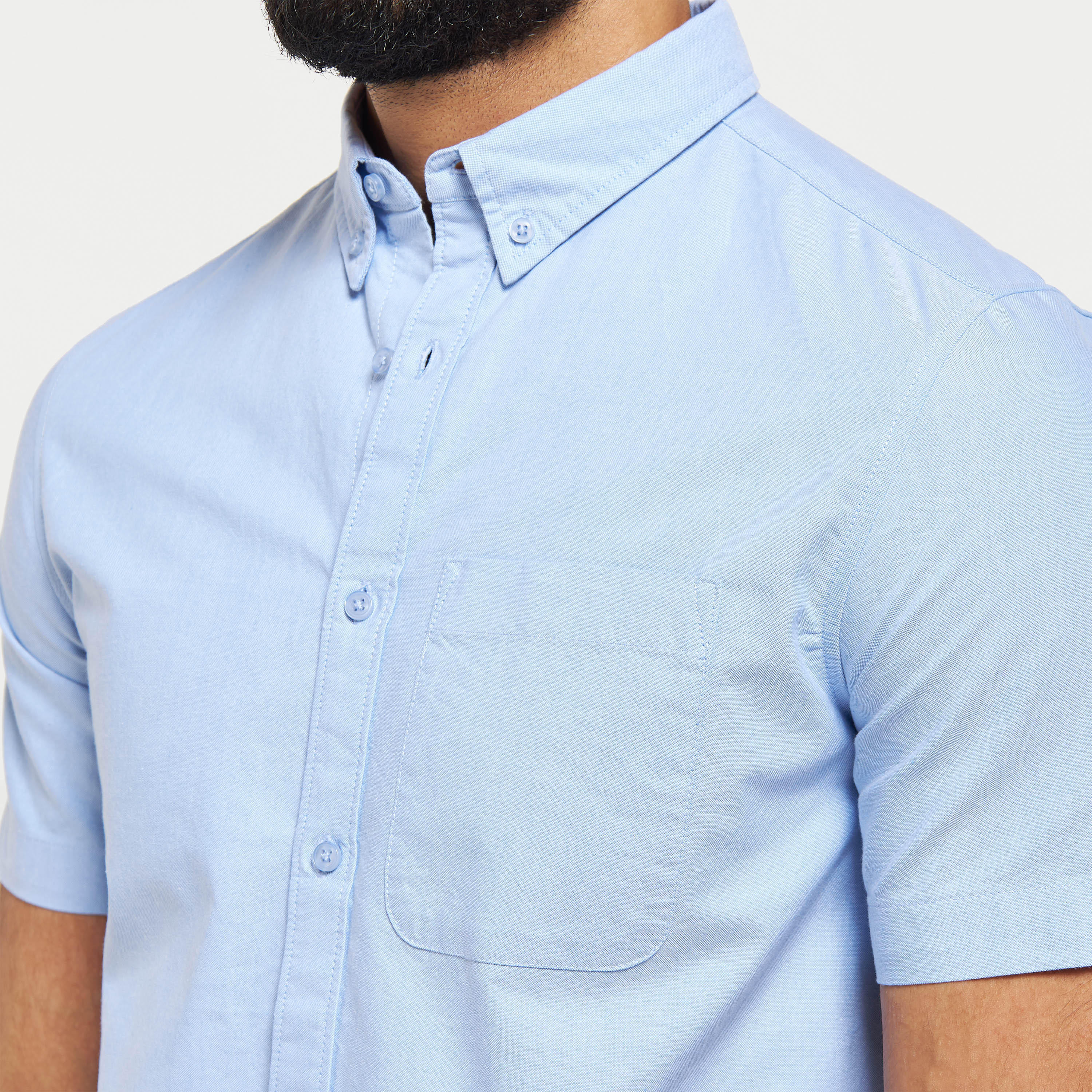 Solid Button Down Collar Shirt with Short Sleeves-men-clothing-shirts-image-12