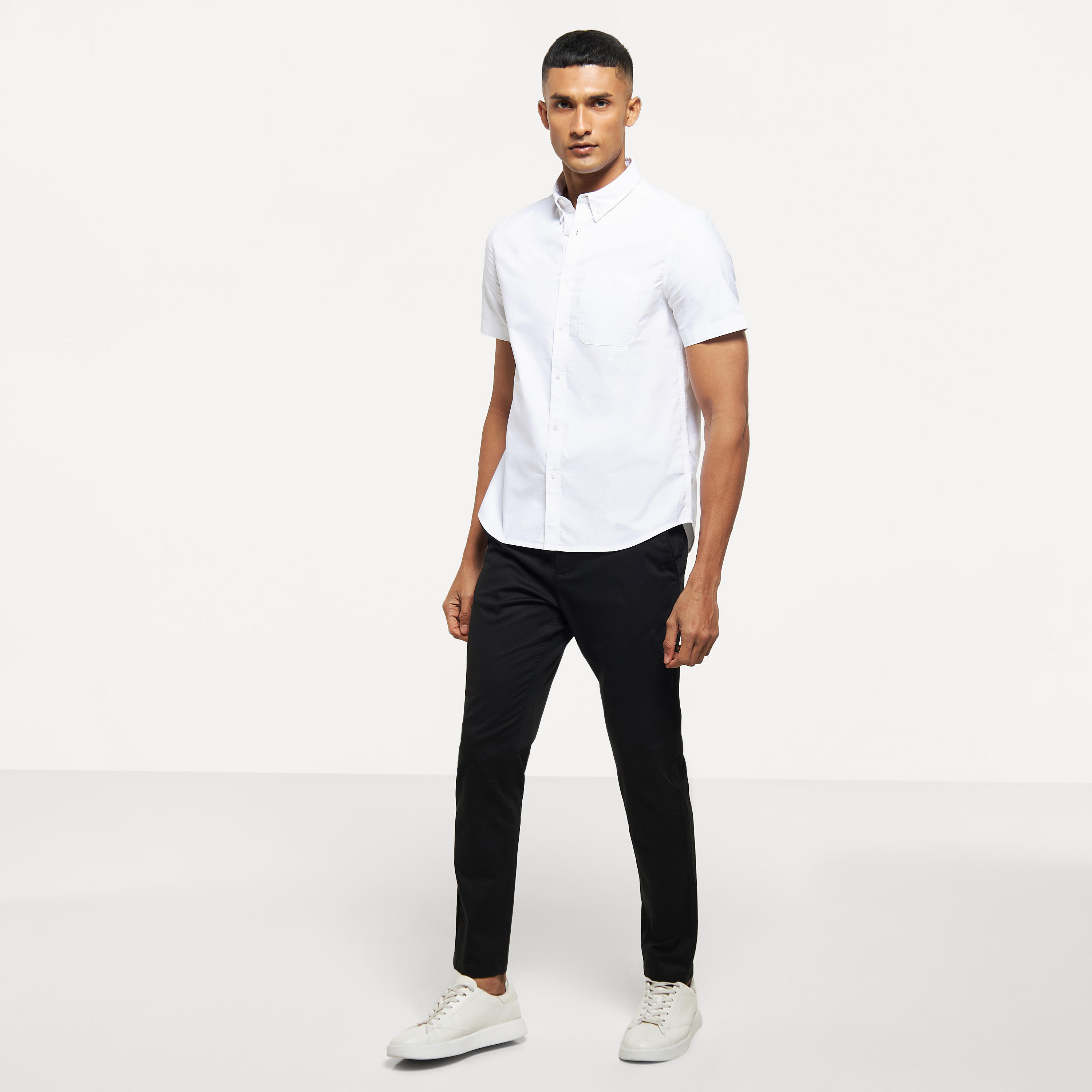 Solid Button Down Collar Shirt with Short Sleeves-men-clothing-shirts-image-13