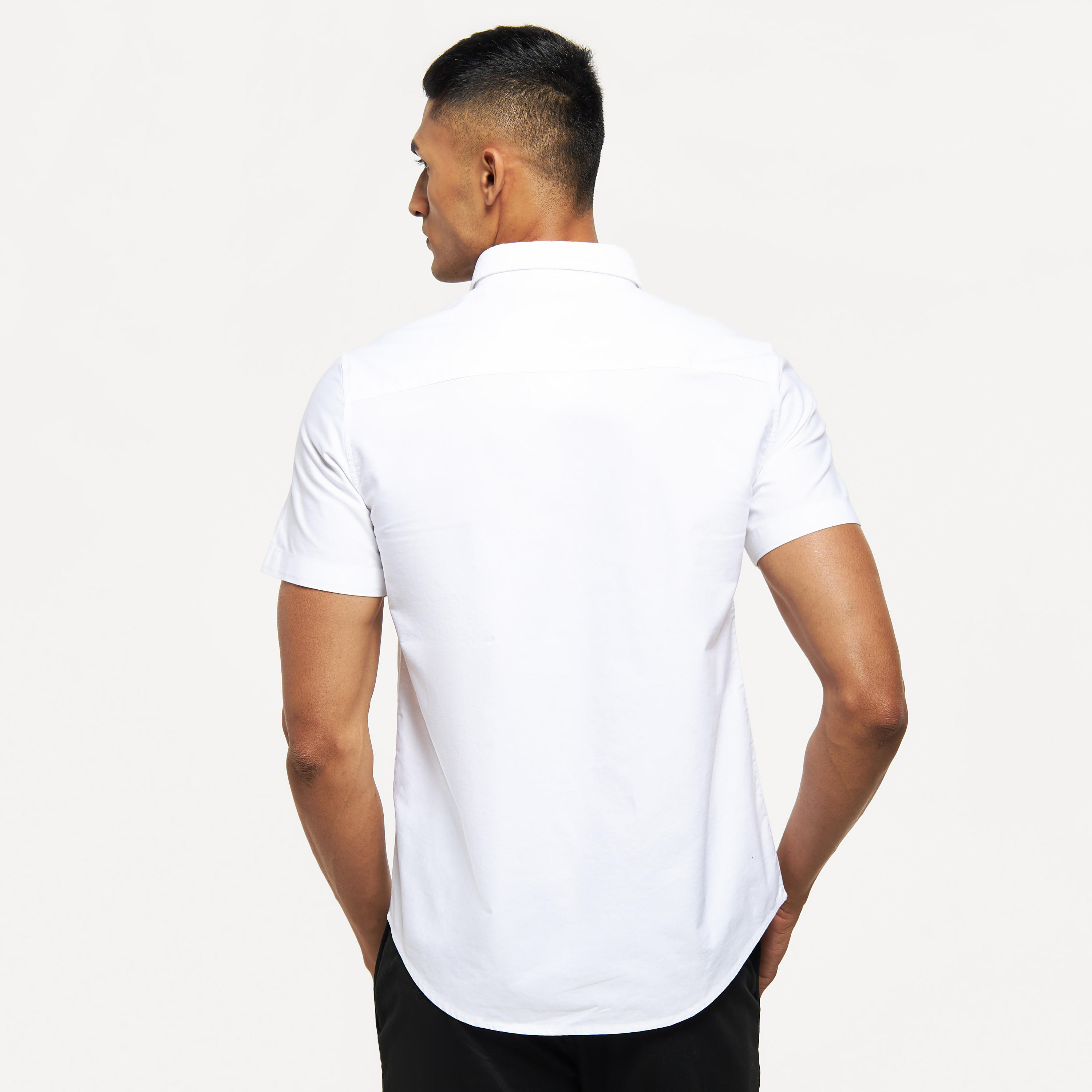 Solid Button Down Collar Shirt with Short Sleeves-men-clothing-shirts-image-15