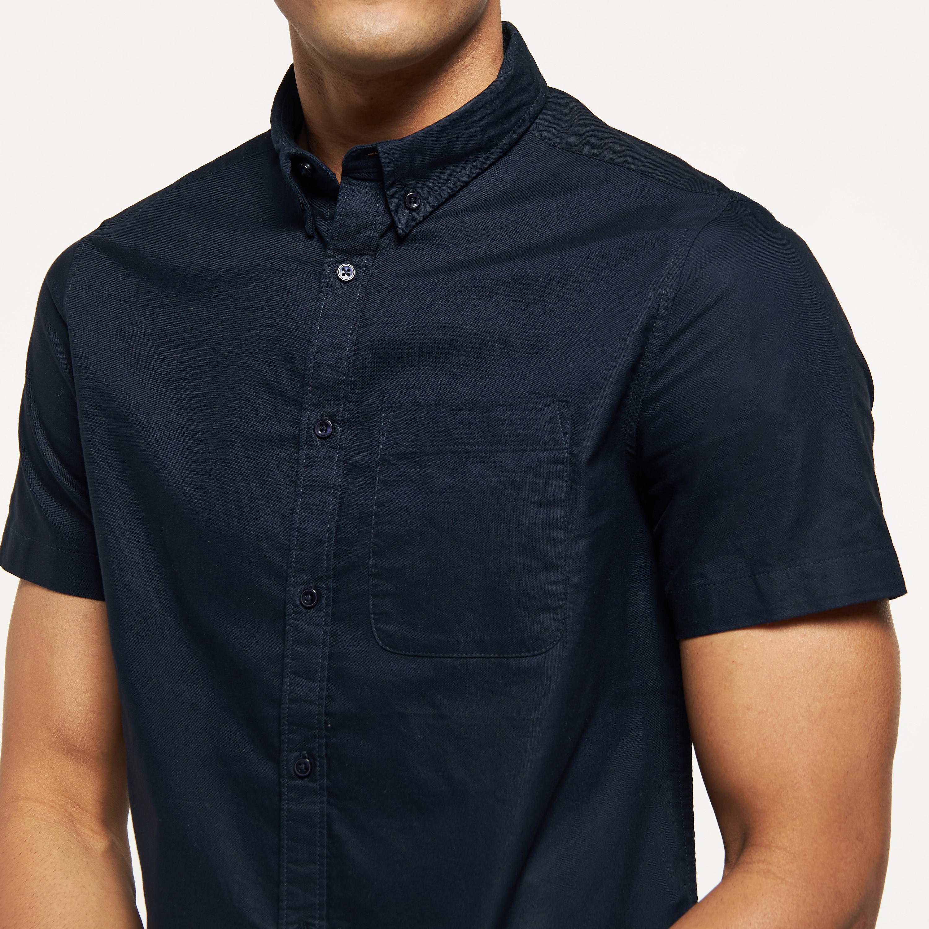 Solid Button Down Collar Shirt with Short Sleeves-men-clothing-shirts-image-8