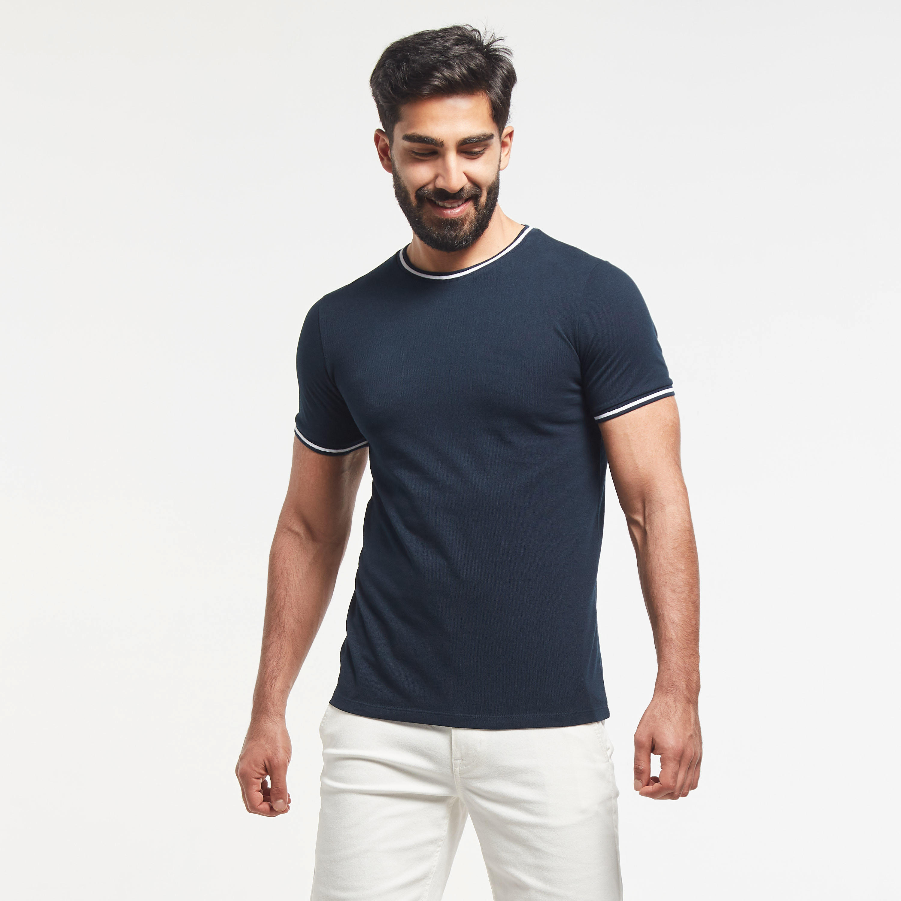 تيشيرت سادة بأكمام قصيرة وخيوط بارزة-men-clothing-tshirtsandpolos-tshirts-image-5
