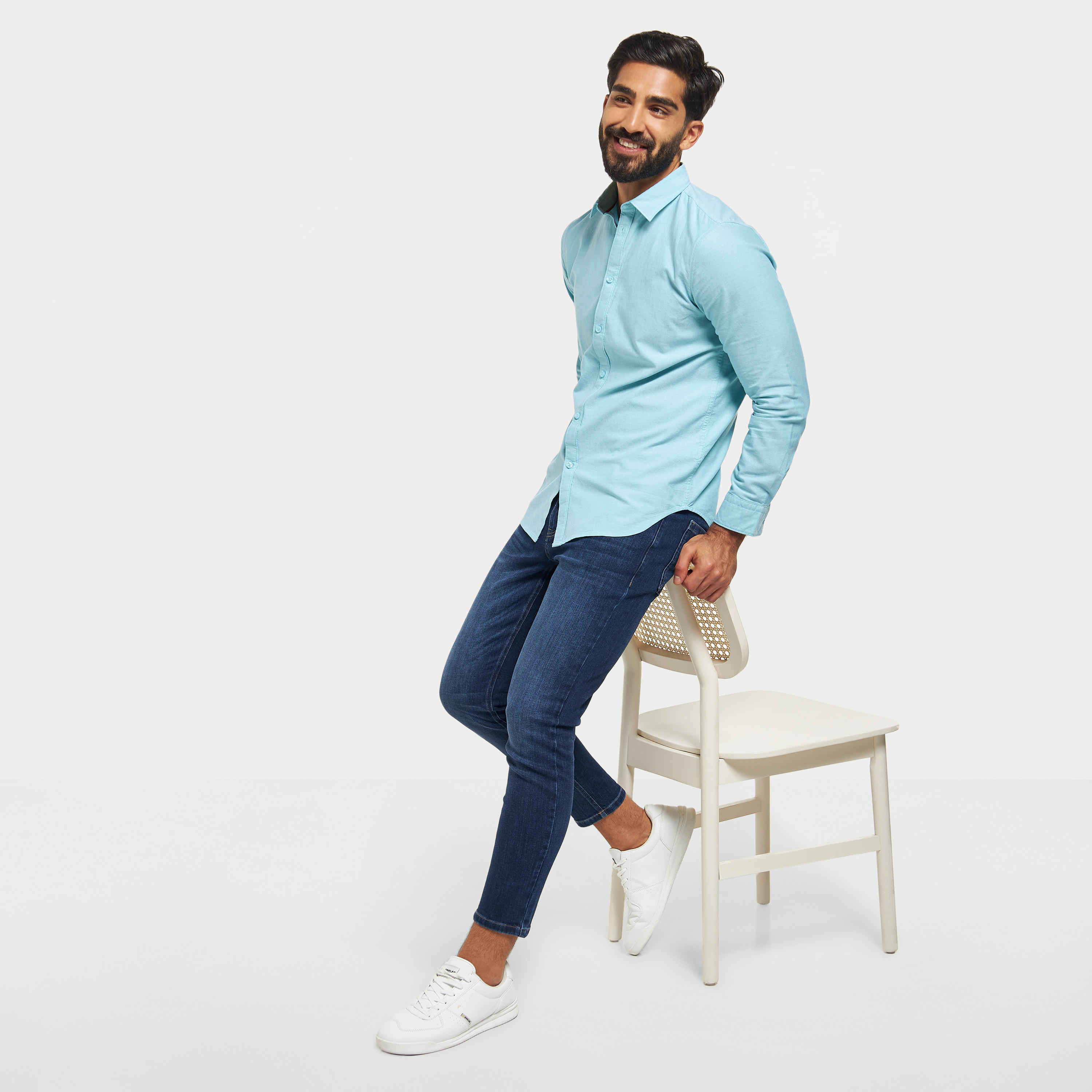 Solid Oxford Shirt with Long Sleeves-men-clothing-shirts-image-2