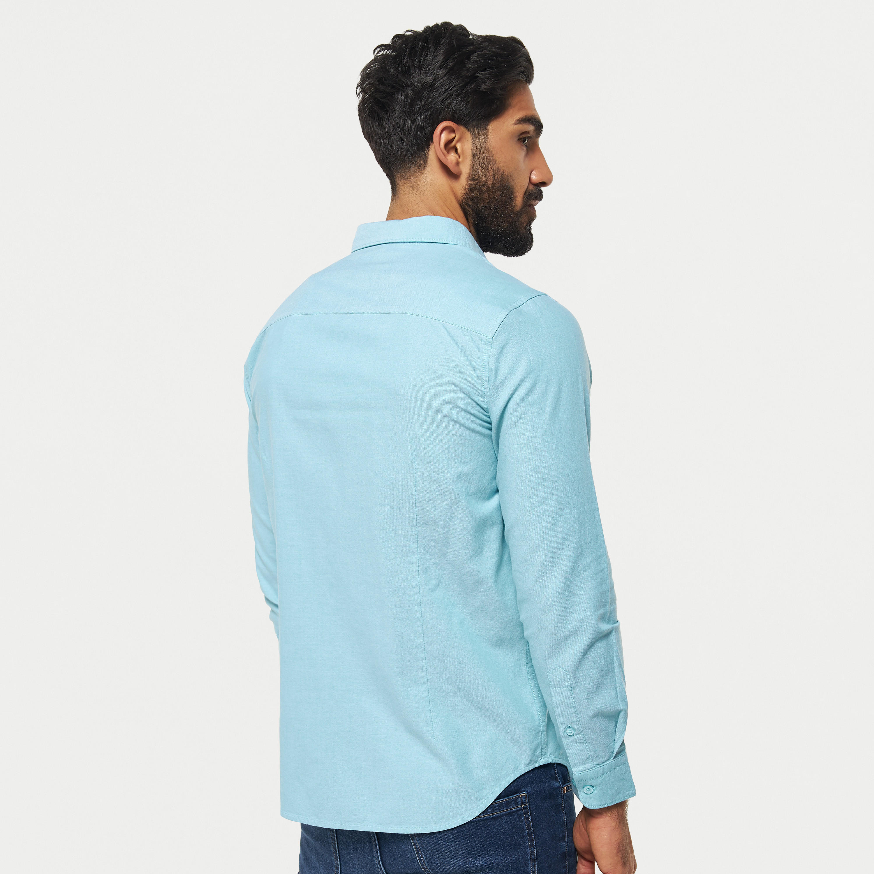 Solid Oxford Shirt with Long Sleeves-men-clothing-shirts-image-3