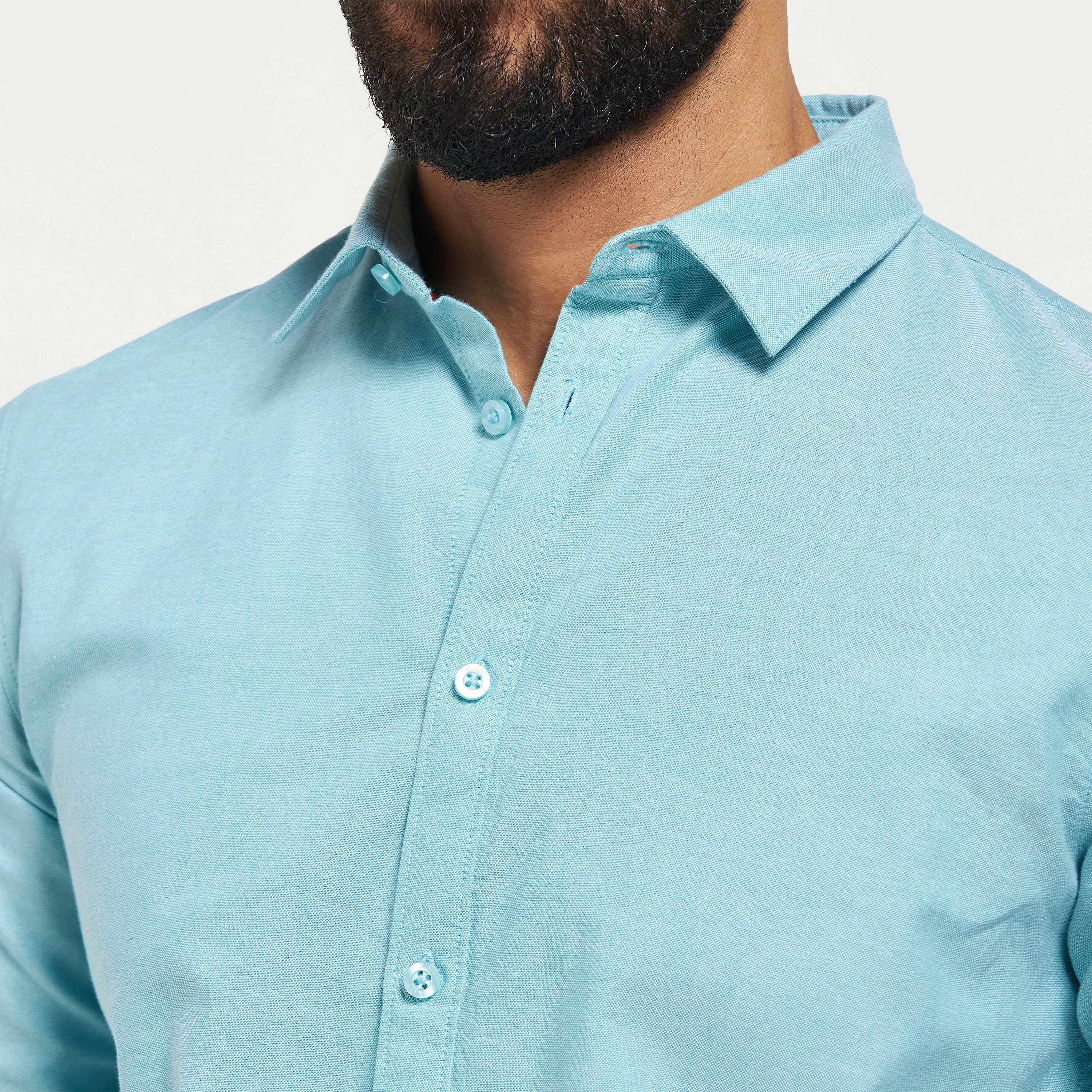 Solid Oxford Shirt with Long Sleeves-men-clothing-shirts-image-4