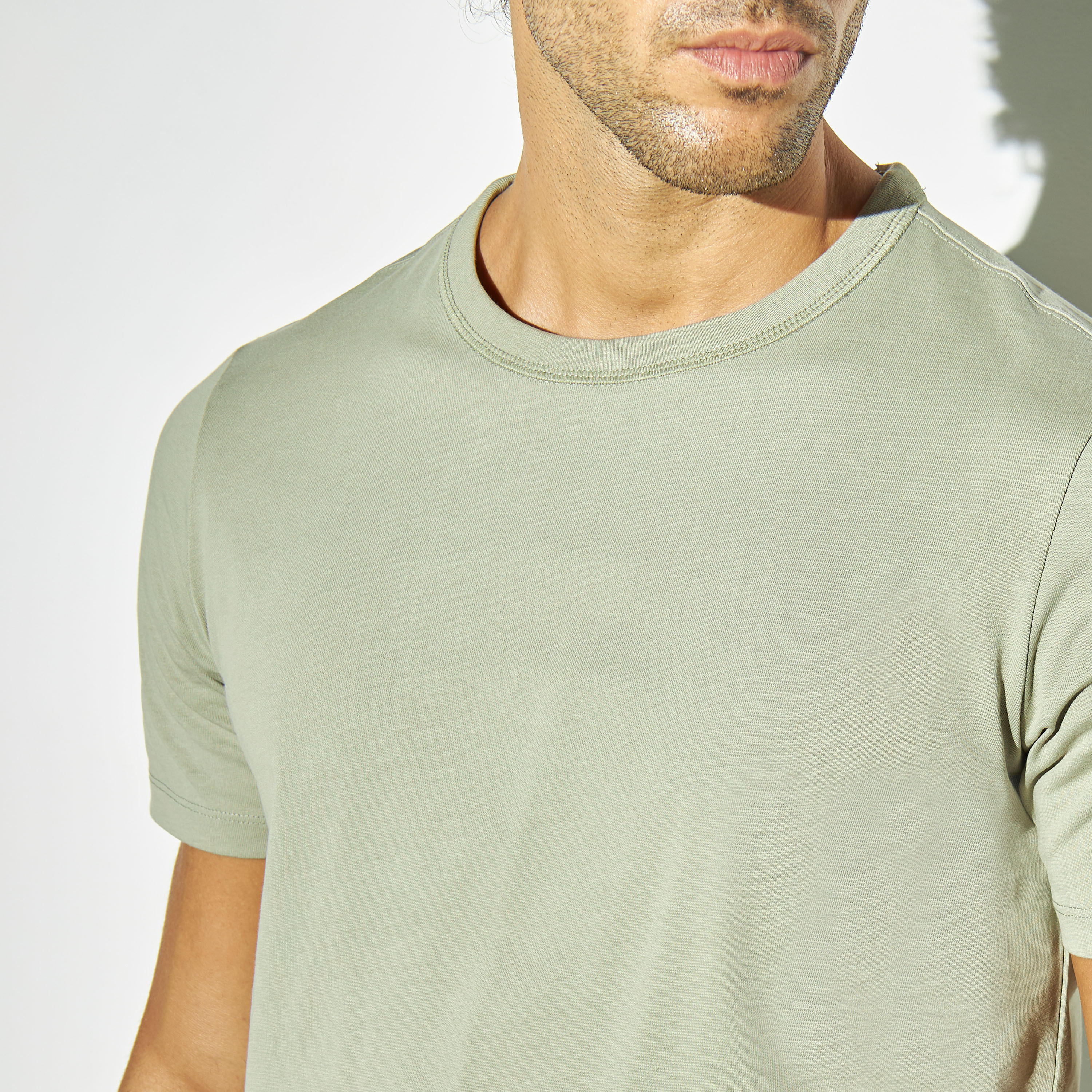 Solid T-shirt with Crew Neck and Short Sleeves-men-clothing-tshirtsandpolos-tshirts-image-4