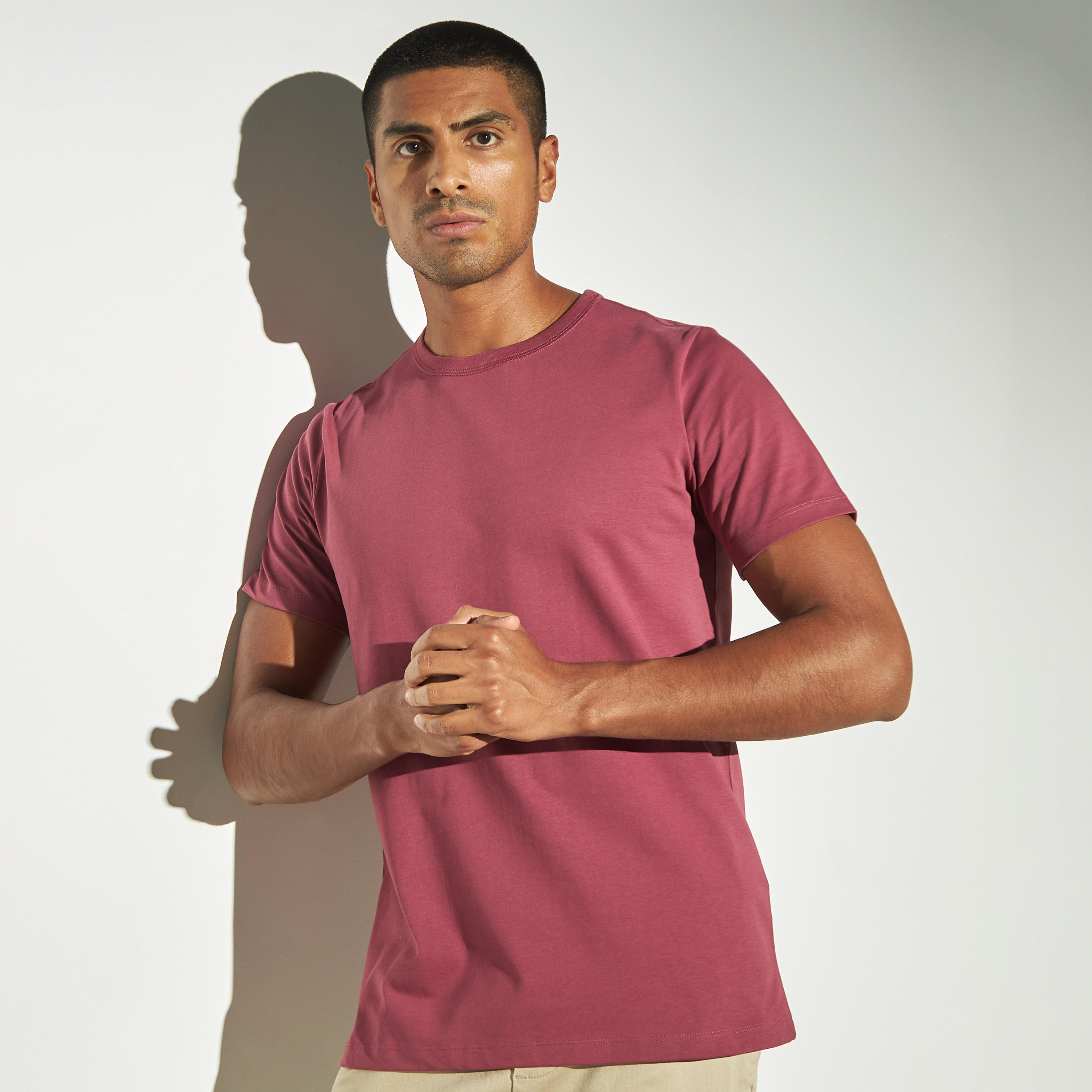 Solid Crew Neck T-shirt with Short Sleeves-men-clothing-tshirtsandpolos-tshirts-image-1
