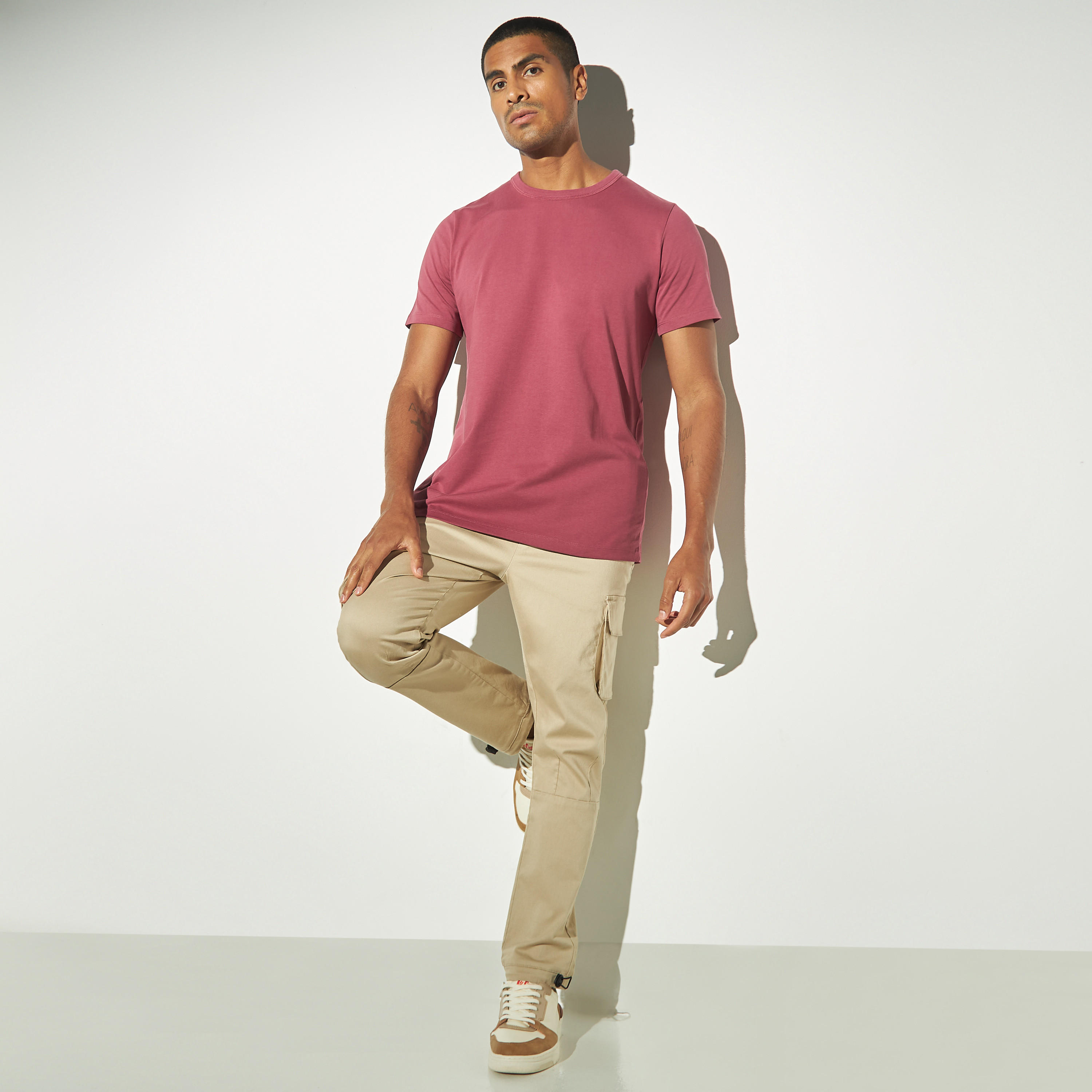 Solid Crew Neck T-shirt with Short Sleeves-men-clothing-tshirtsandpolos-tshirts-image-2