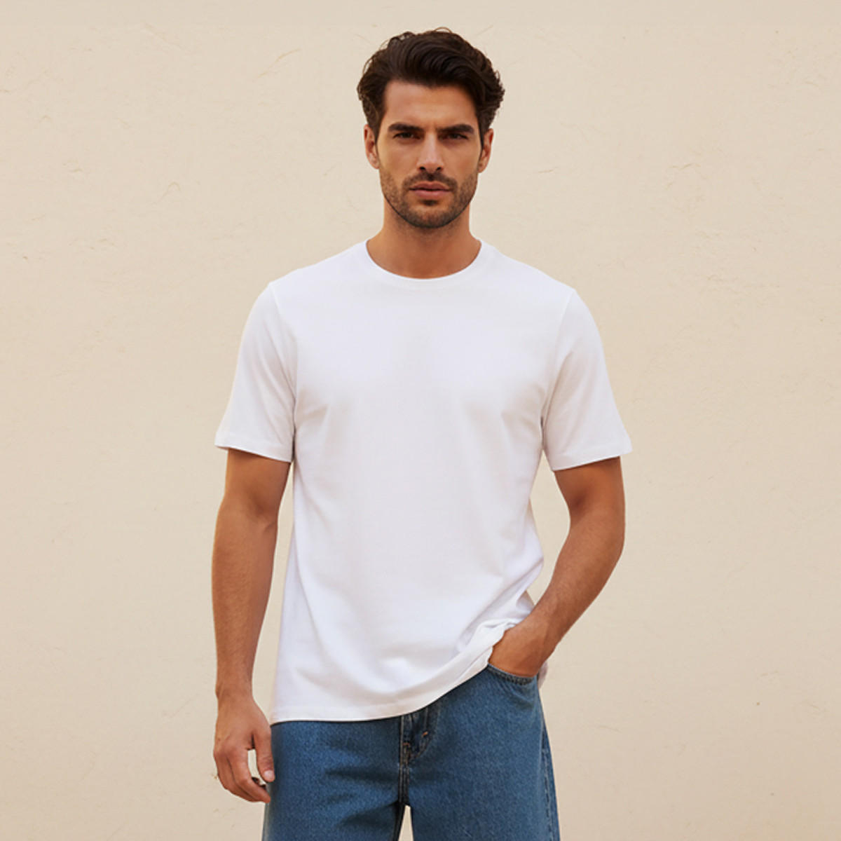 Regular Fit Crew Neck T-shirt with Short Sleeves-men-clothing-tshirtsandpolos-tshirts-image-1