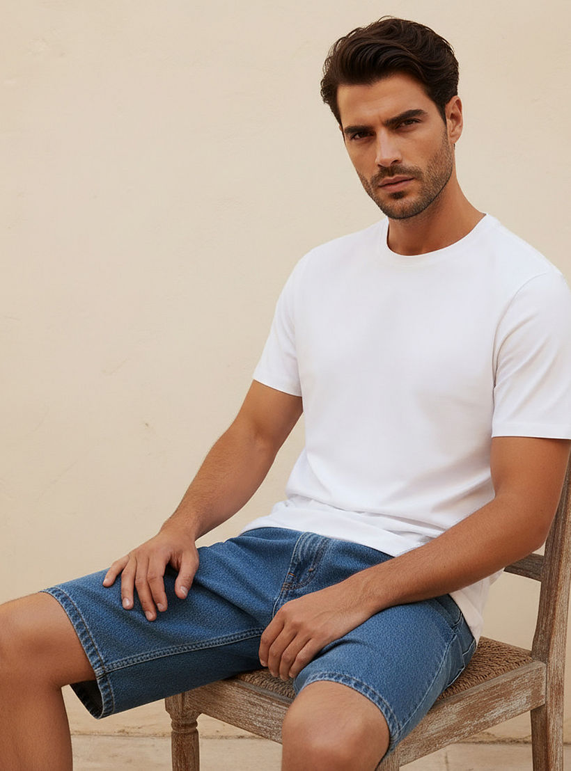 Regular Fit Crew Neck T-shirt with Short Sleeves-men-clothing-tshirtsandpolos-tshirts-image-5