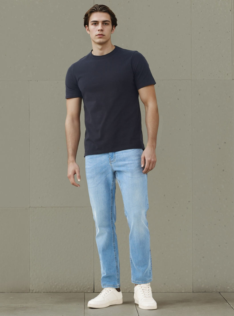 Regular Fit Crew Neck T-shirt with Short Sleeves-men-clothing-tshirtsandpolos-tshirts-image-2