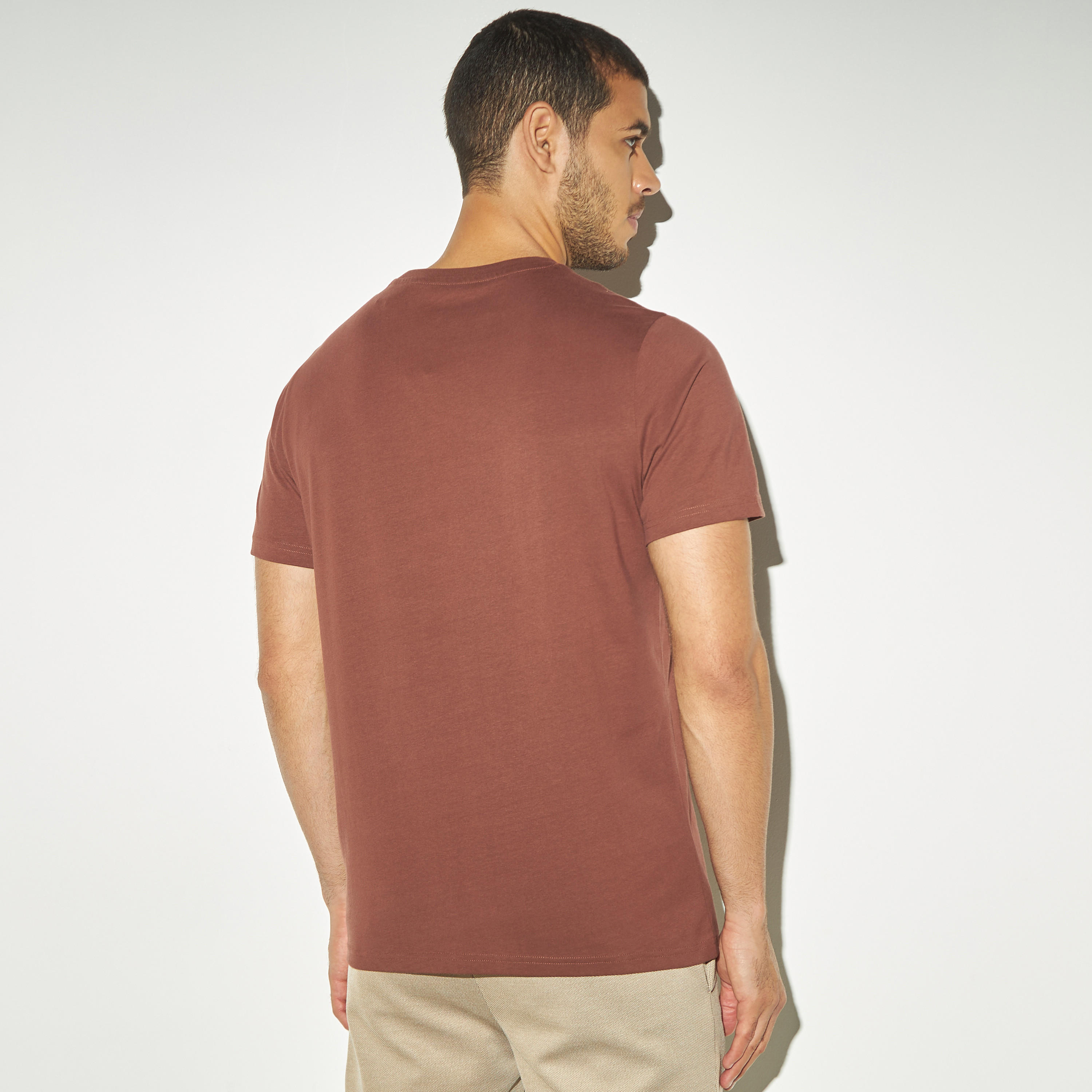 Solid Crew Neck T-shirt with Short Sleeves-men-clothing-tshirtsandpolos-tshirts-image-3
