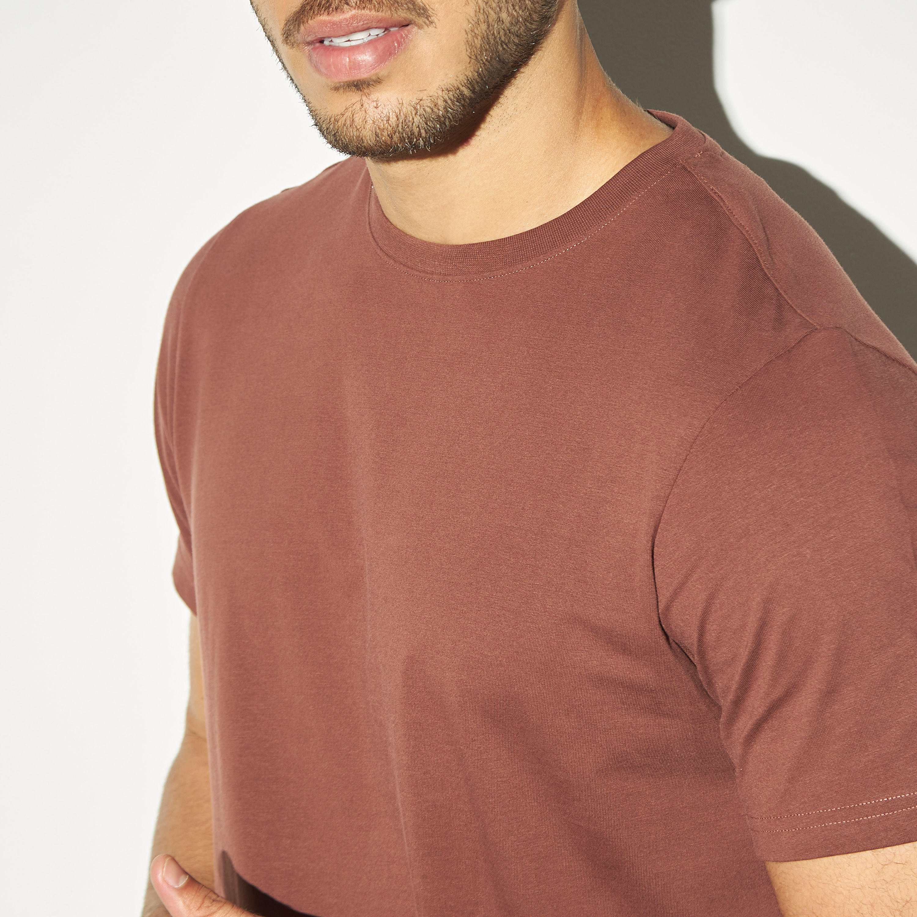 Solid Crew Neck T-shirt with Short Sleeves-men-clothing-tshirtsandpolos-tshirts-image-4