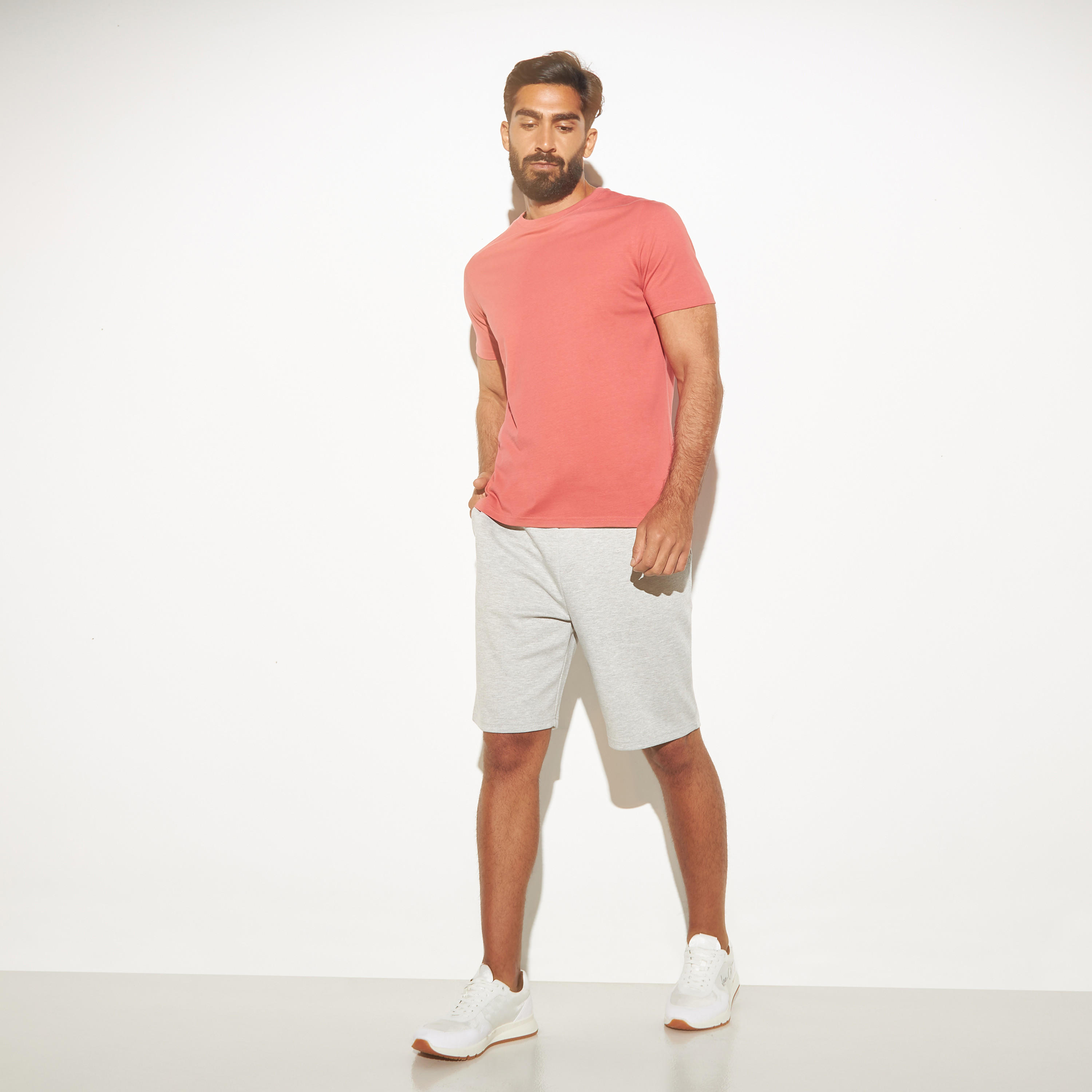 Solid Crew Neck T-shirt with Short Sleeves-men-clothing-tshirtsandpolos-tshirts-image-4
