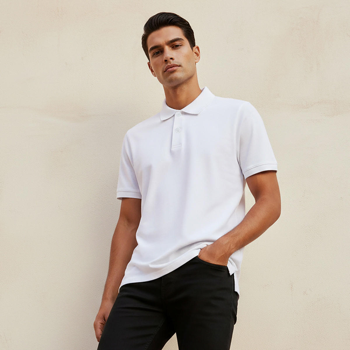 Jersey Polo T-shirt with Short Sleeves-men-clothing-tshirtsandpolos-polos-image-1