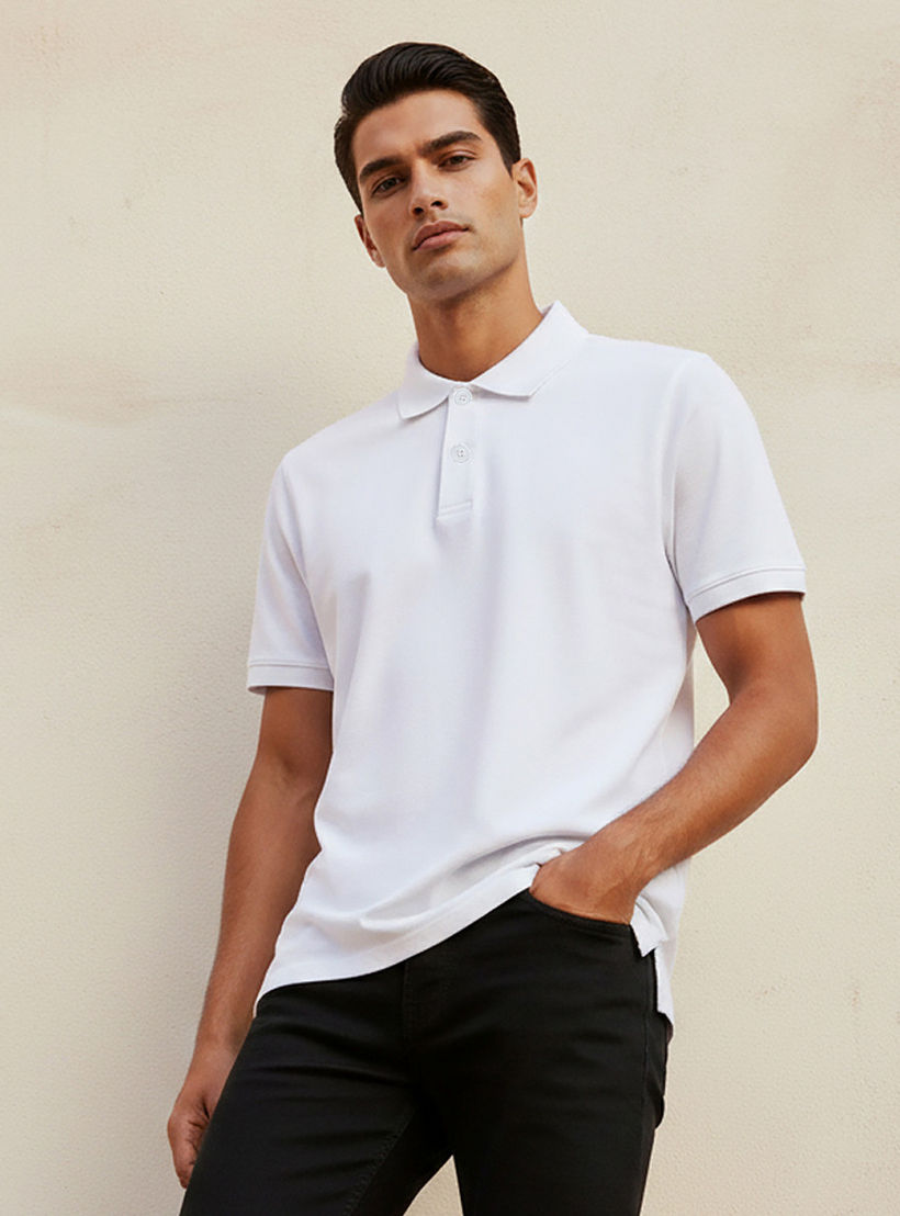 Jersey Polo T-shirt with Short Sleeves-men-clothing-tshirtsandpolos-polos-image-1