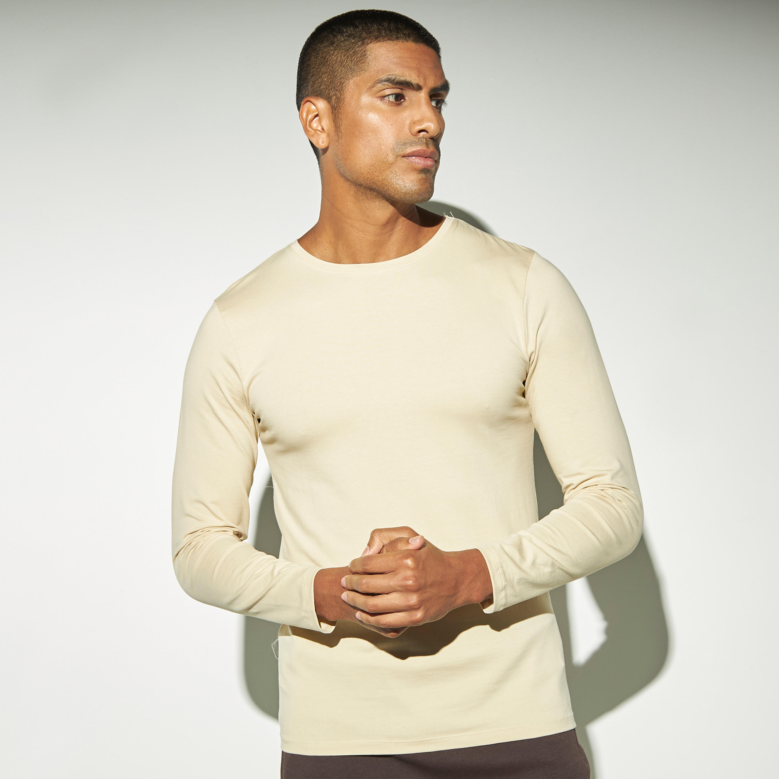 Solid Crew Neck T-shirt with Long Sleeves-men-clothing-tshirtsandpolos-tshirts-image-1