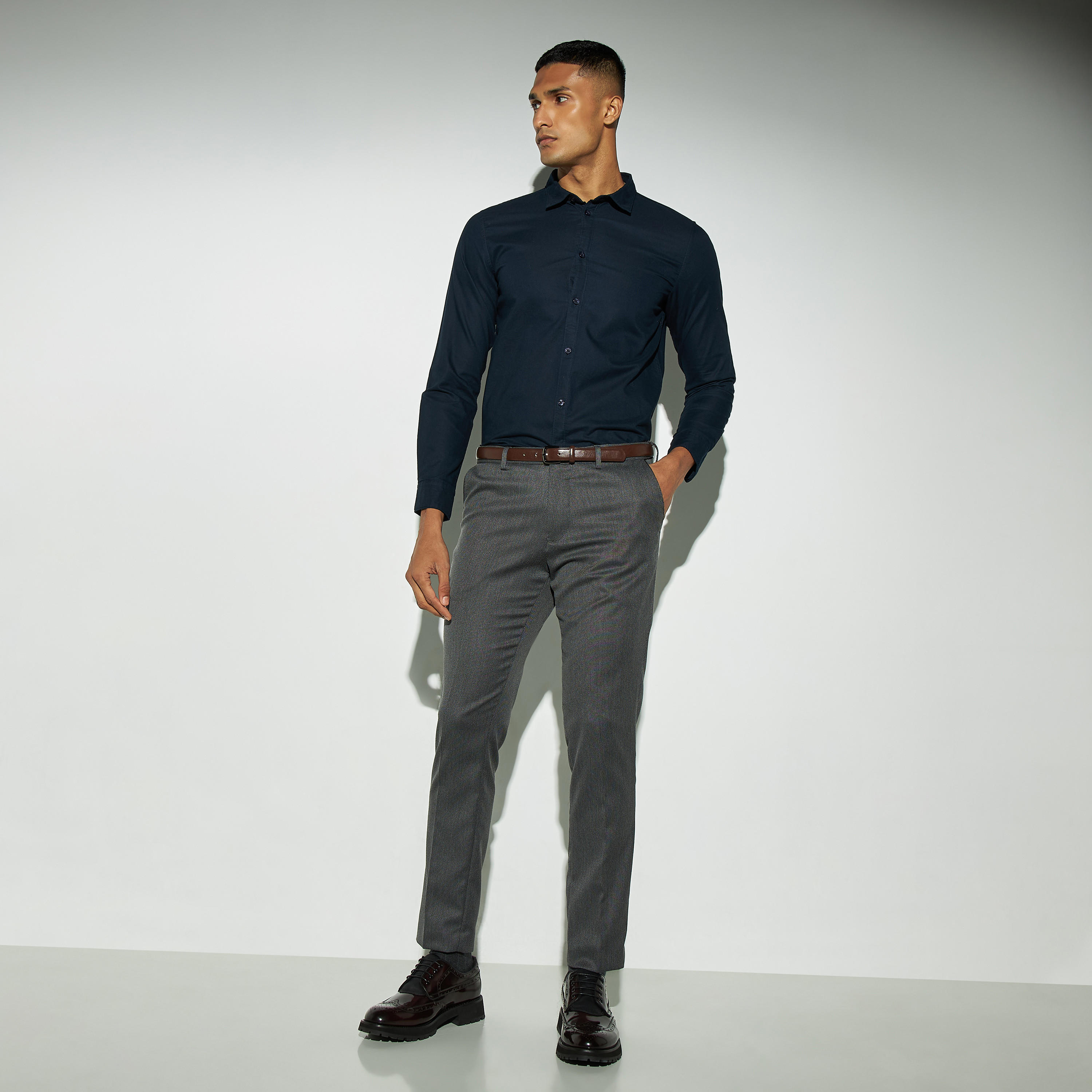 Solid Oxford Shirt with Long Sleeves-men-clothing-shirts-image-2
