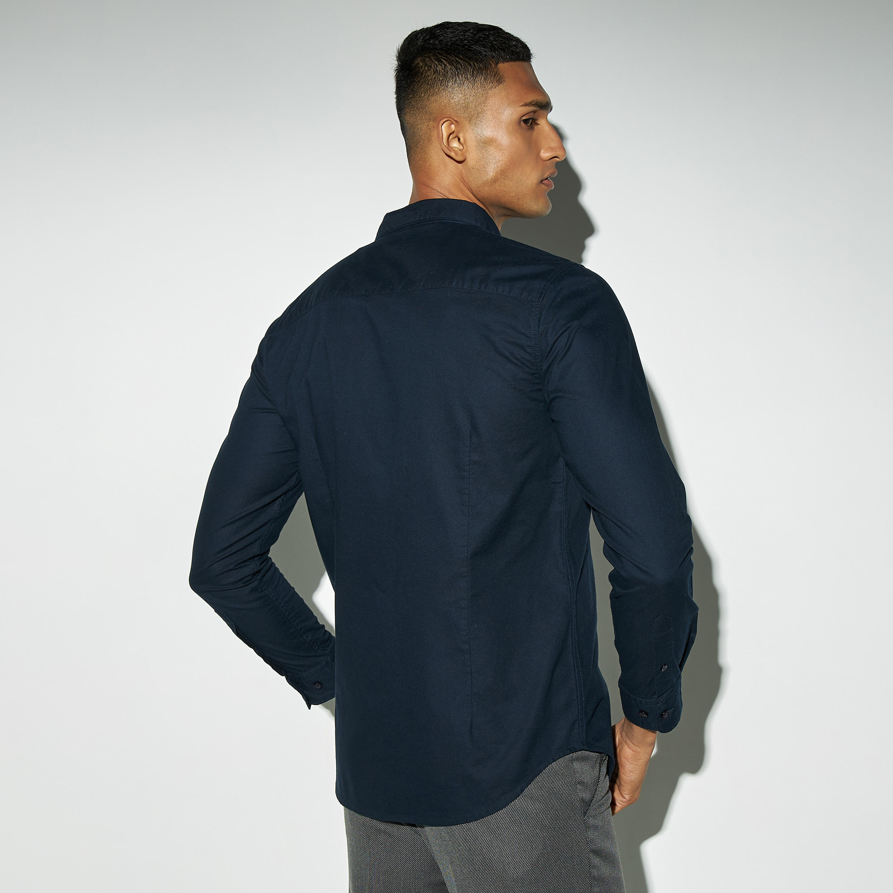 Solid Oxford Shirt with Long Sleeves-men-clothing-shirts-image-3