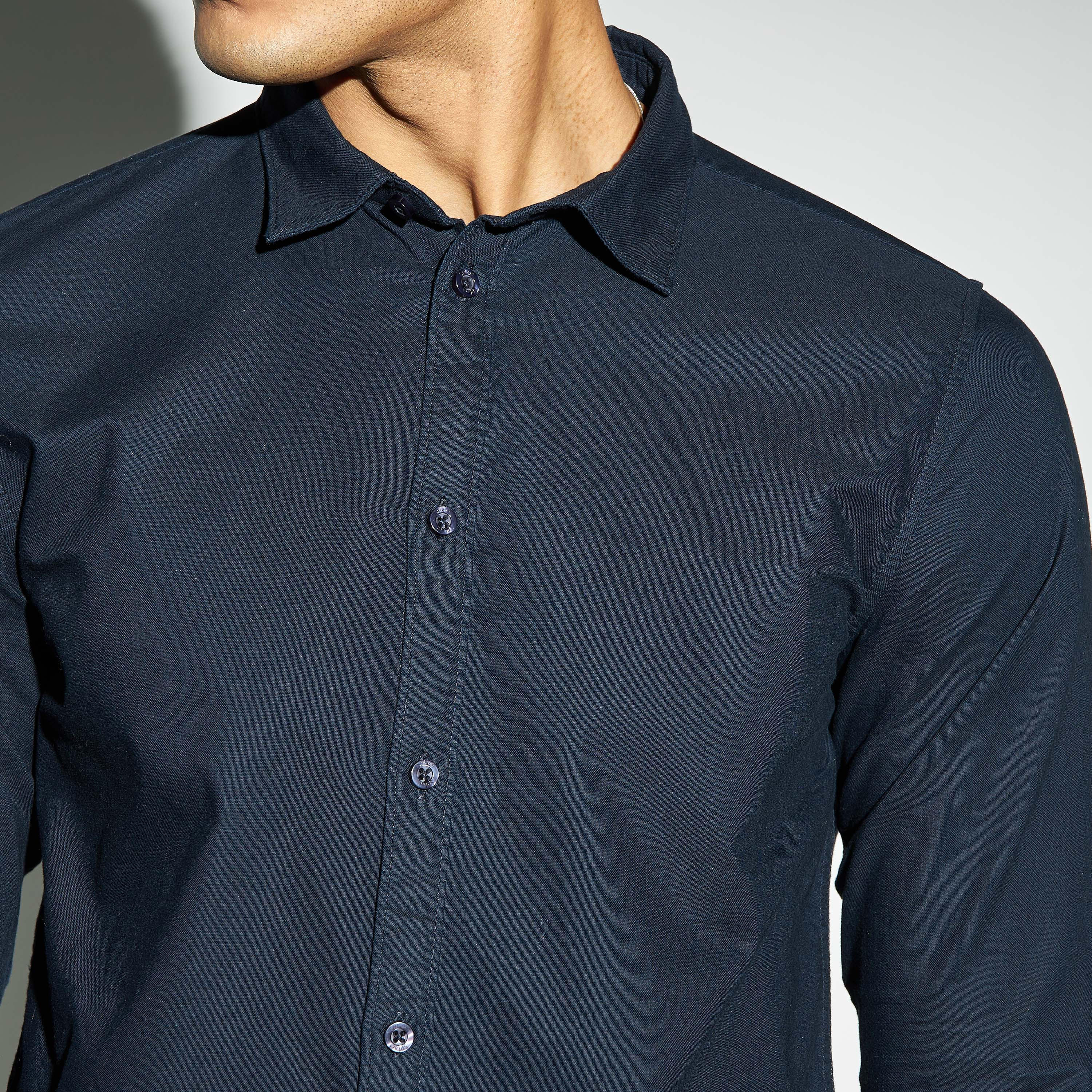 Solid Oxford Shirt with Long Sleeves-men-clothing-shirts-image-4