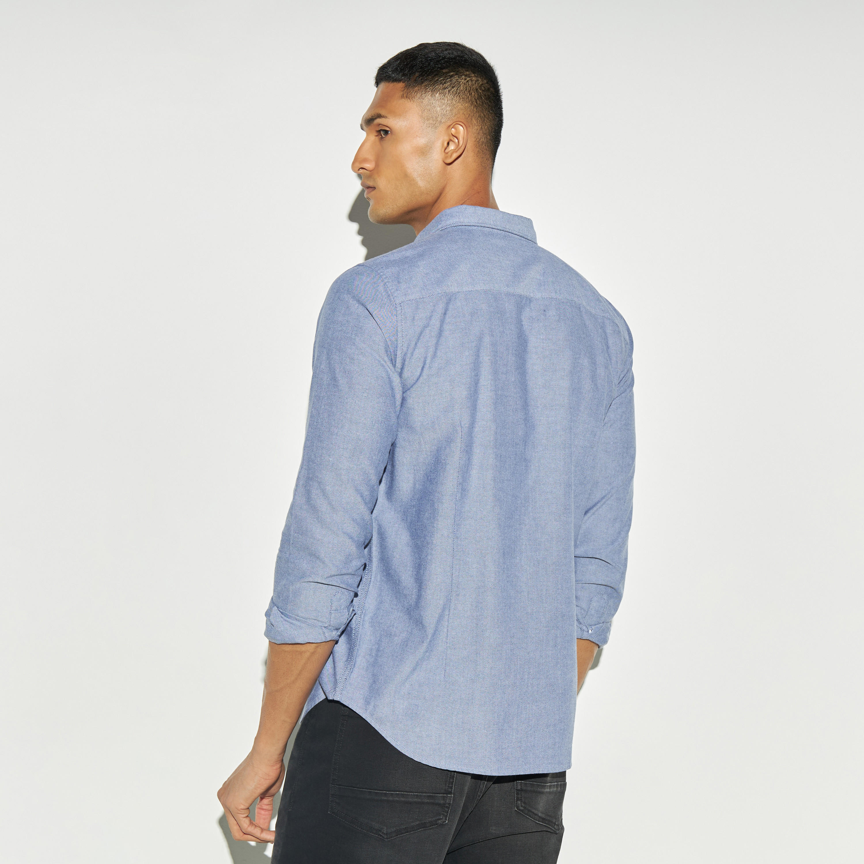 Solid Oxford Shirt with Long Sleeves-men-clothing-shirts-image-3